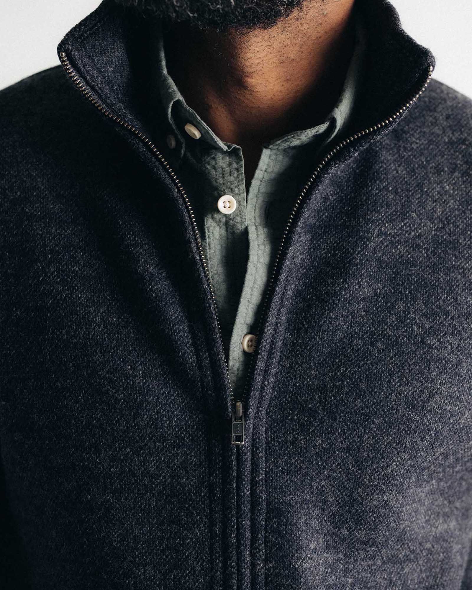The Evans Jacket in Navy Birdseye Wool - Image 3