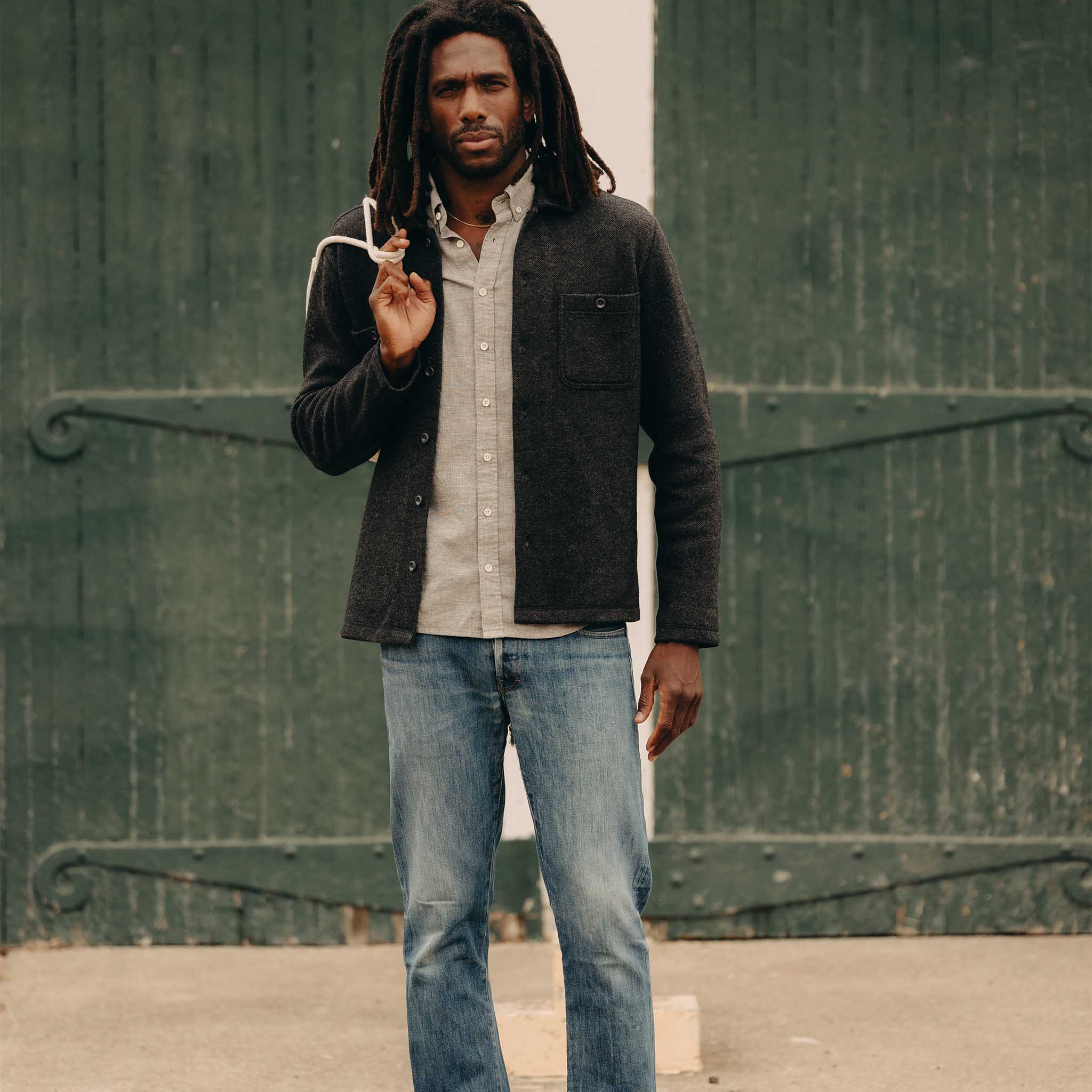 The Evans Overshirt in Charcoal Birdseye Wool - Image 4