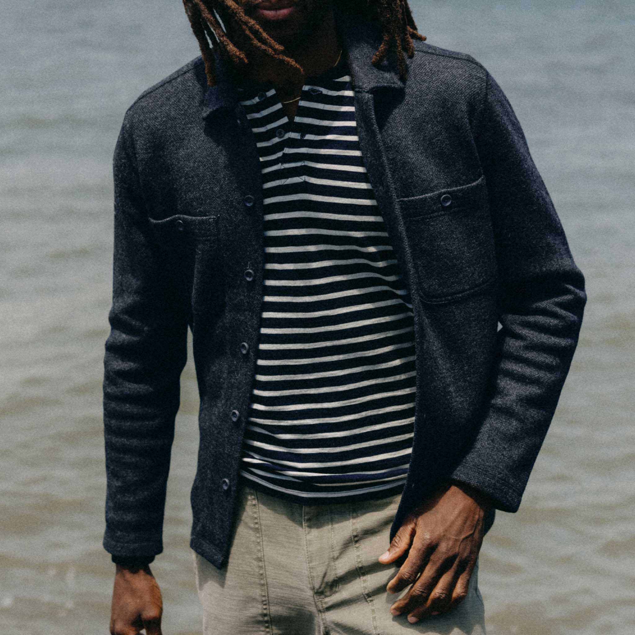 The Evans Overshirt in Navy Birdseye Wool - Image 4