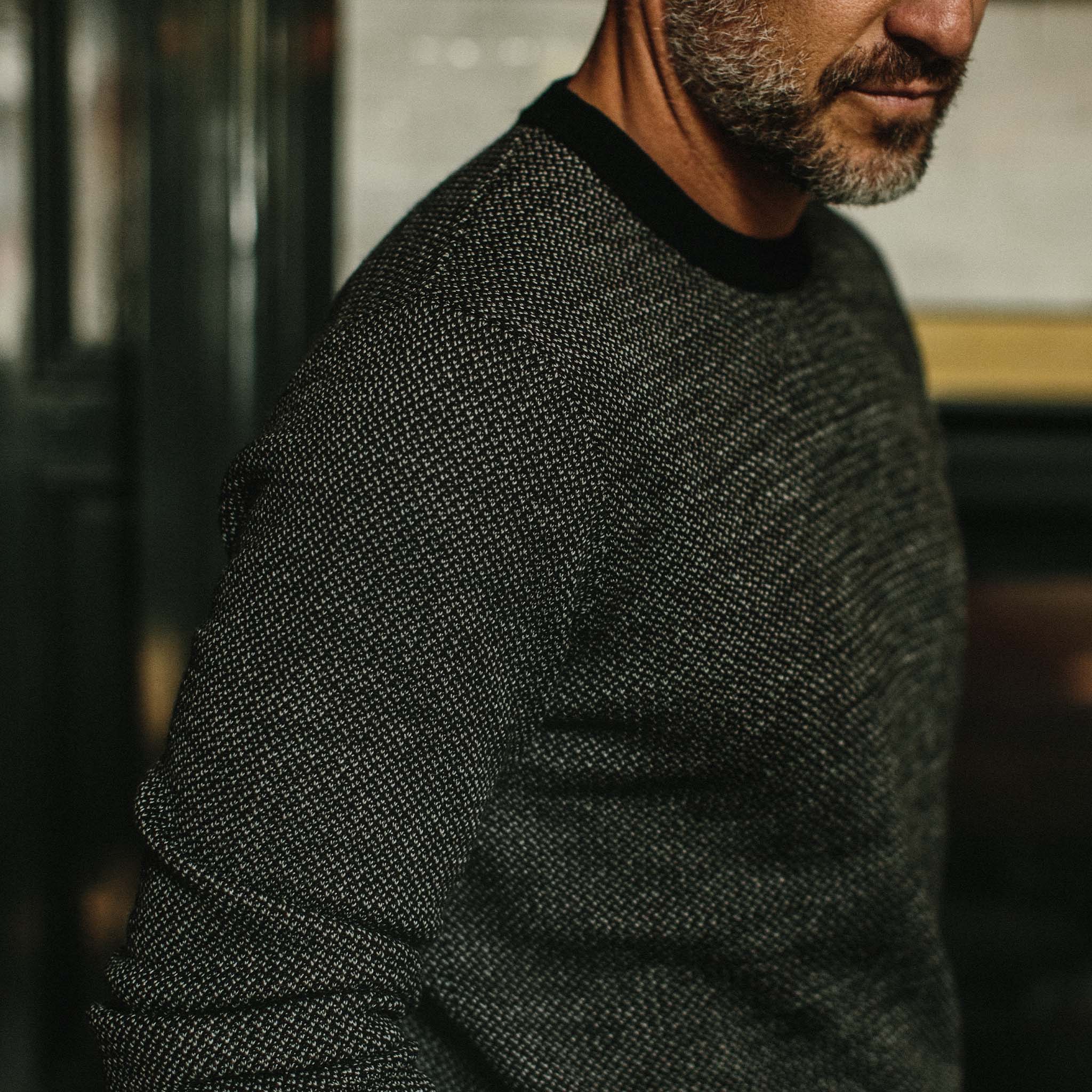 The Everett Sweater in Black Birdseye - Image 3