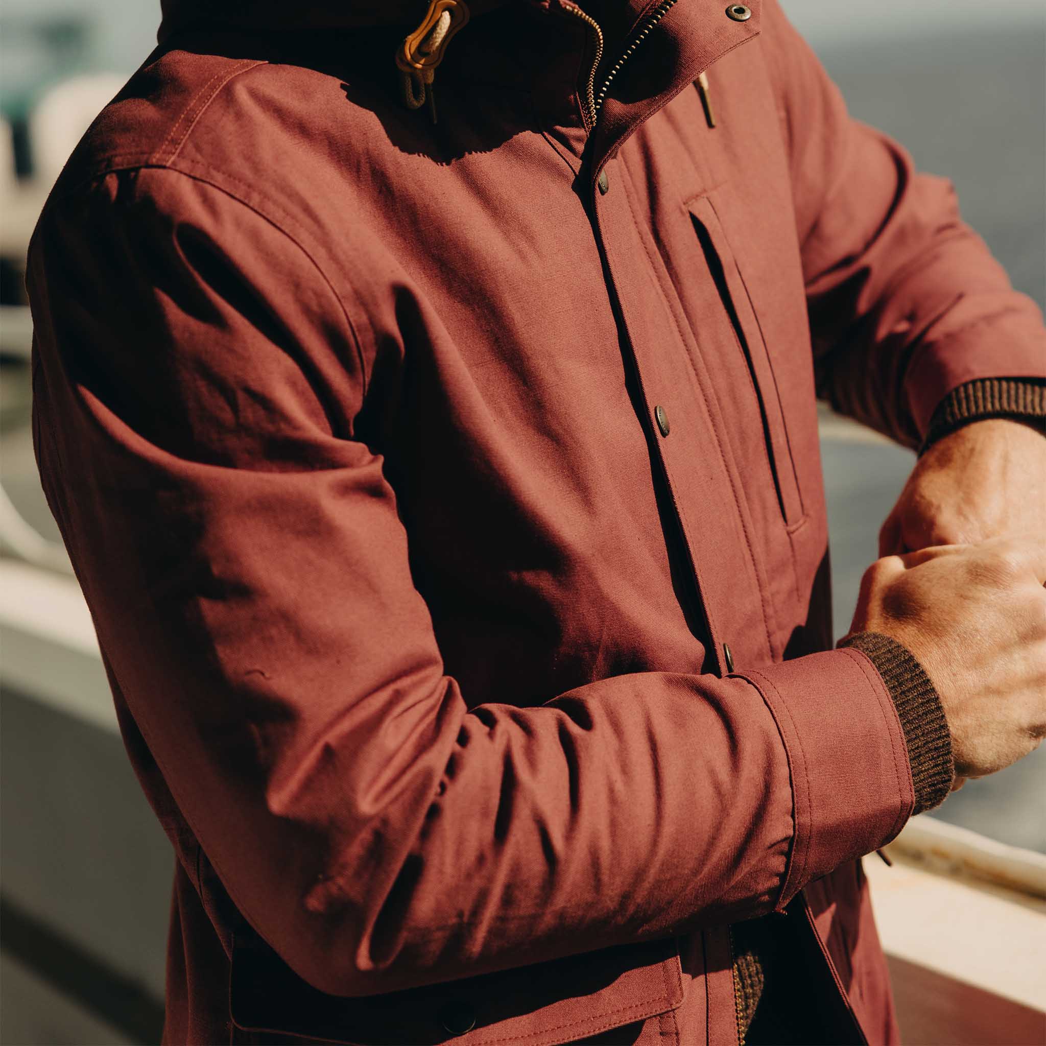 The Explorer Jacket in Red Wine Dry Wax - Image 3