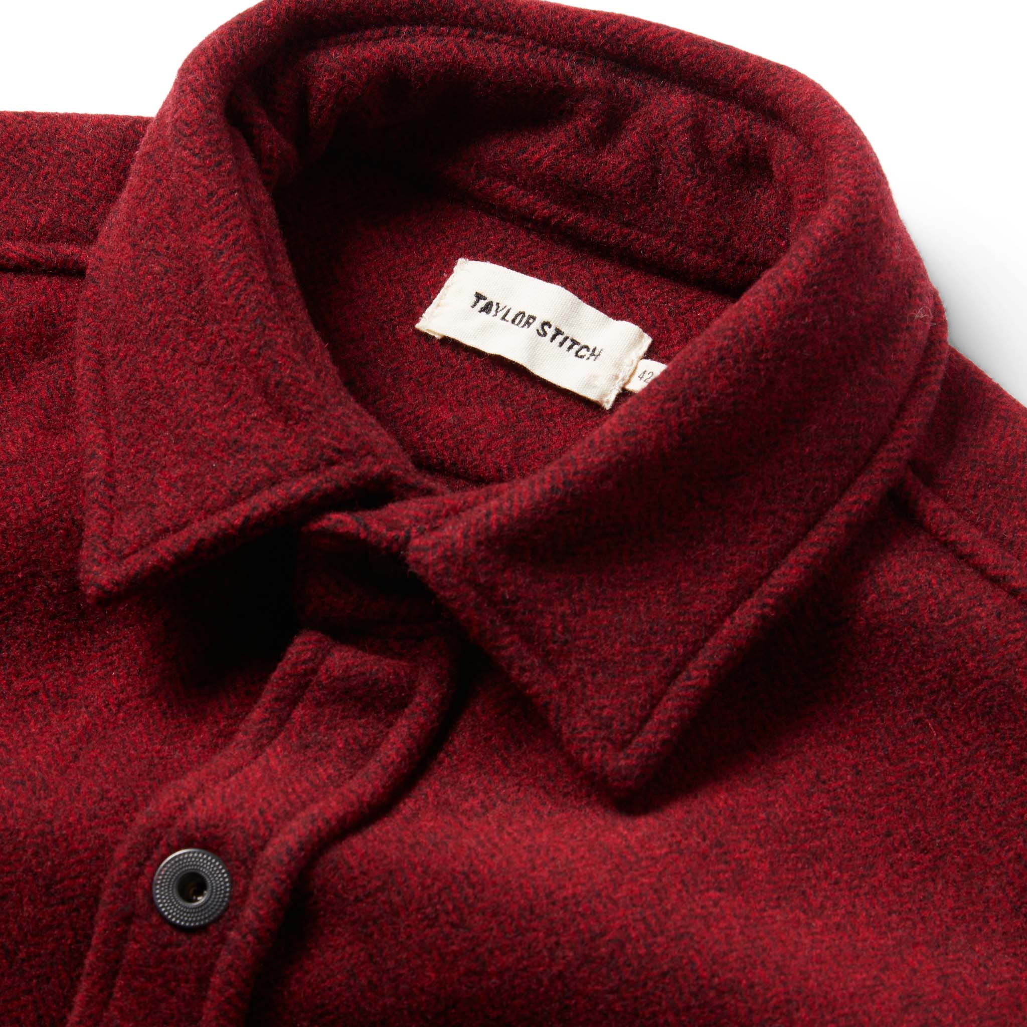 The Explorer Shirt in Burgundy Herringbone Wool - Image 6