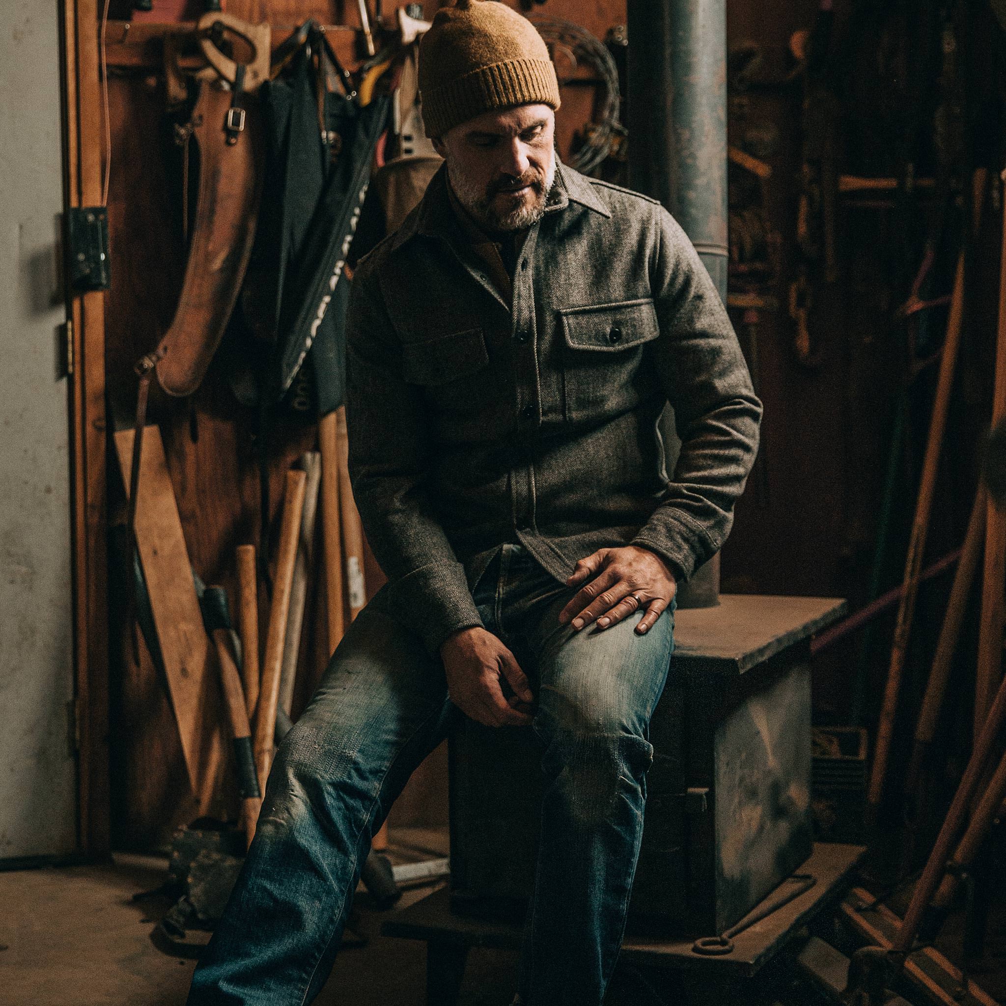 The Explorer Shirt in Charcoal Herringbone - Image 2
