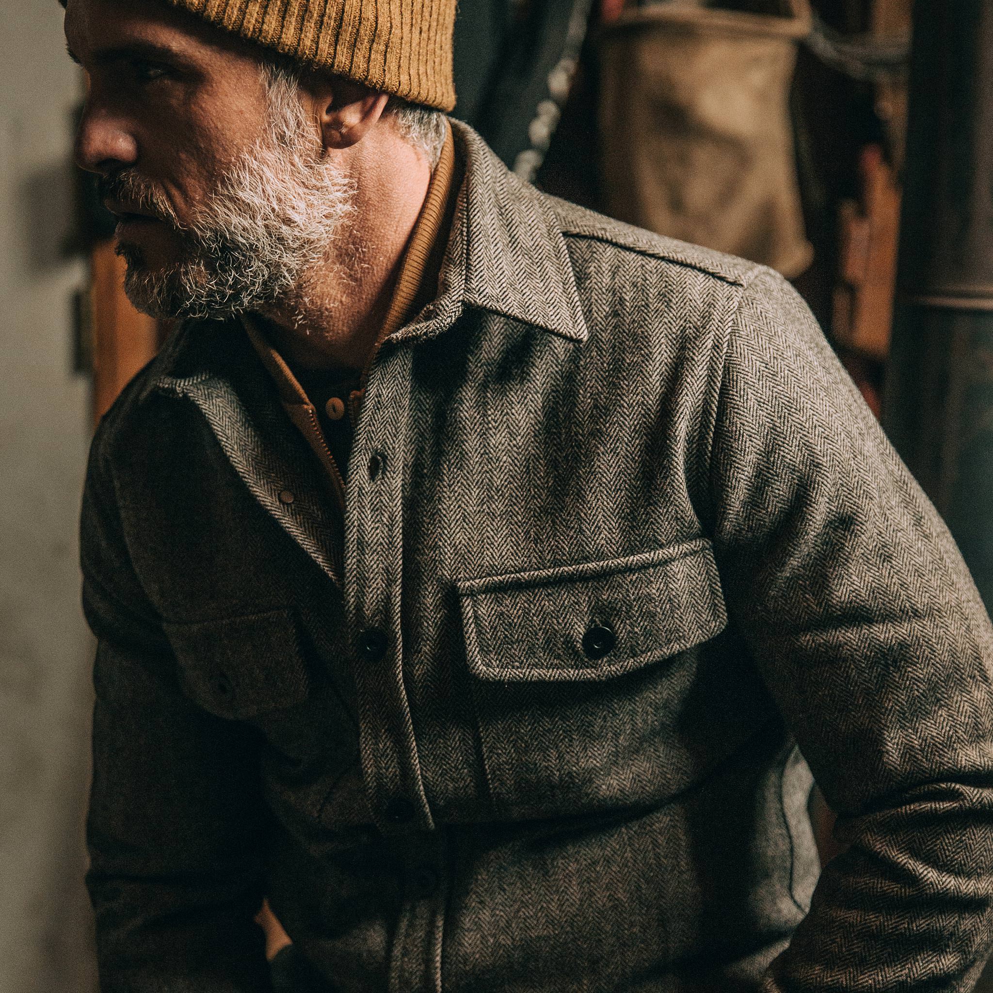 The Explorer Shirt in Charcoal Herringbone - Image 3