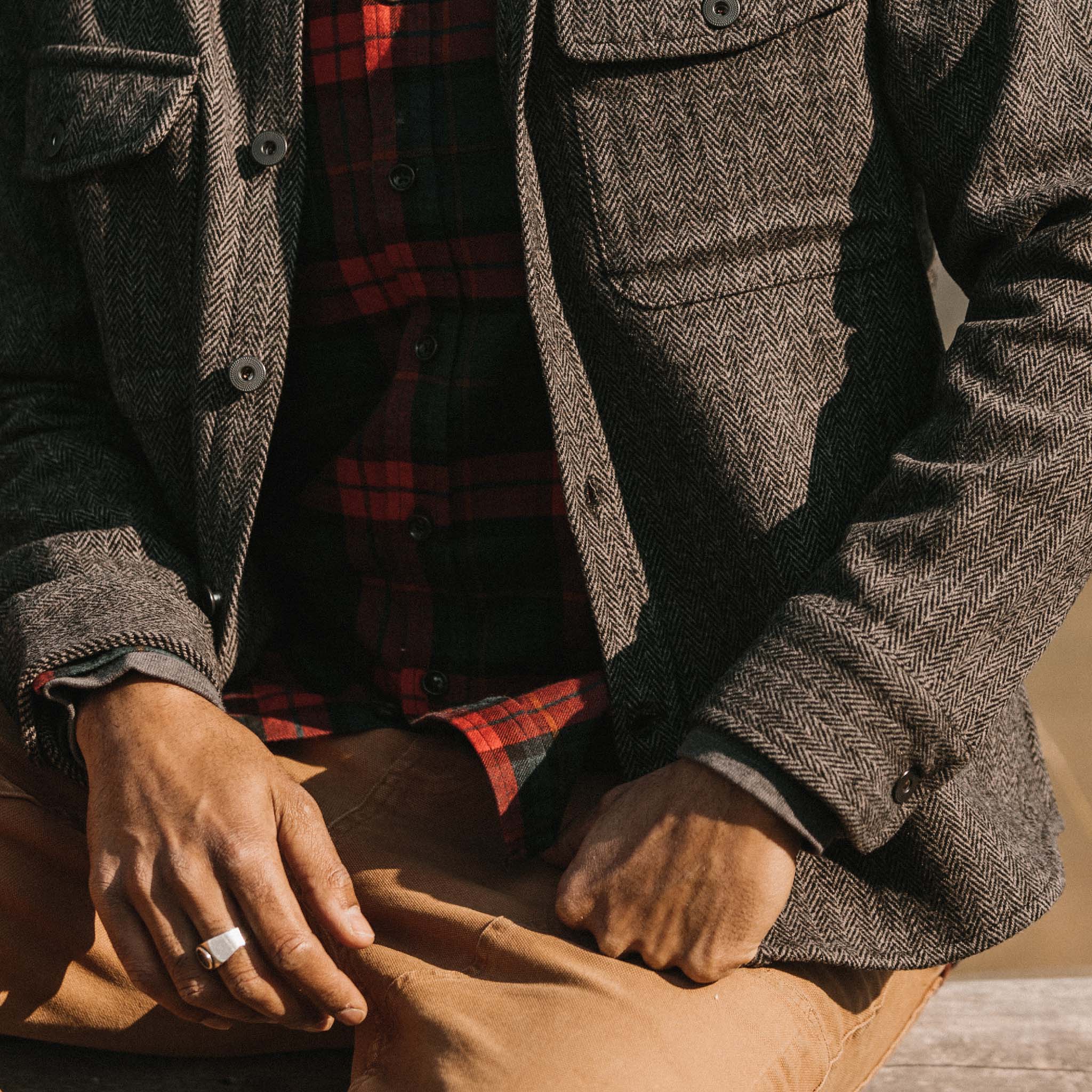 The Explorer Shirt in Coal Herringbone Wool - Image 4