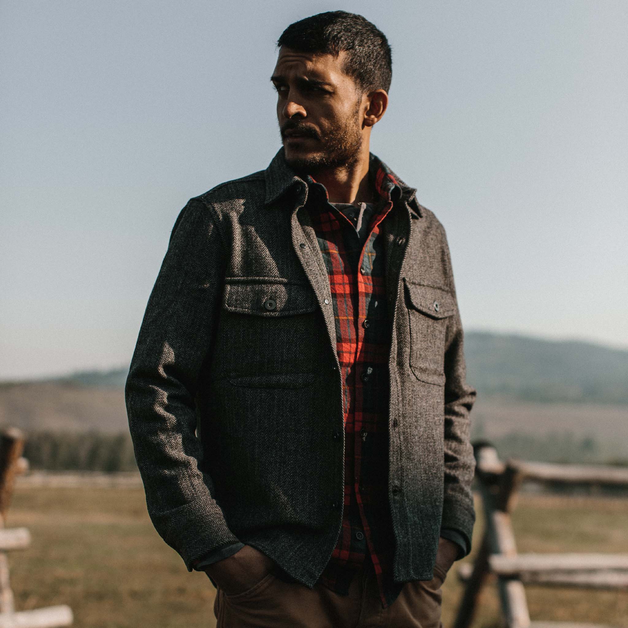The Explorer Shirt in Coal Herringbone Wool - Image 5