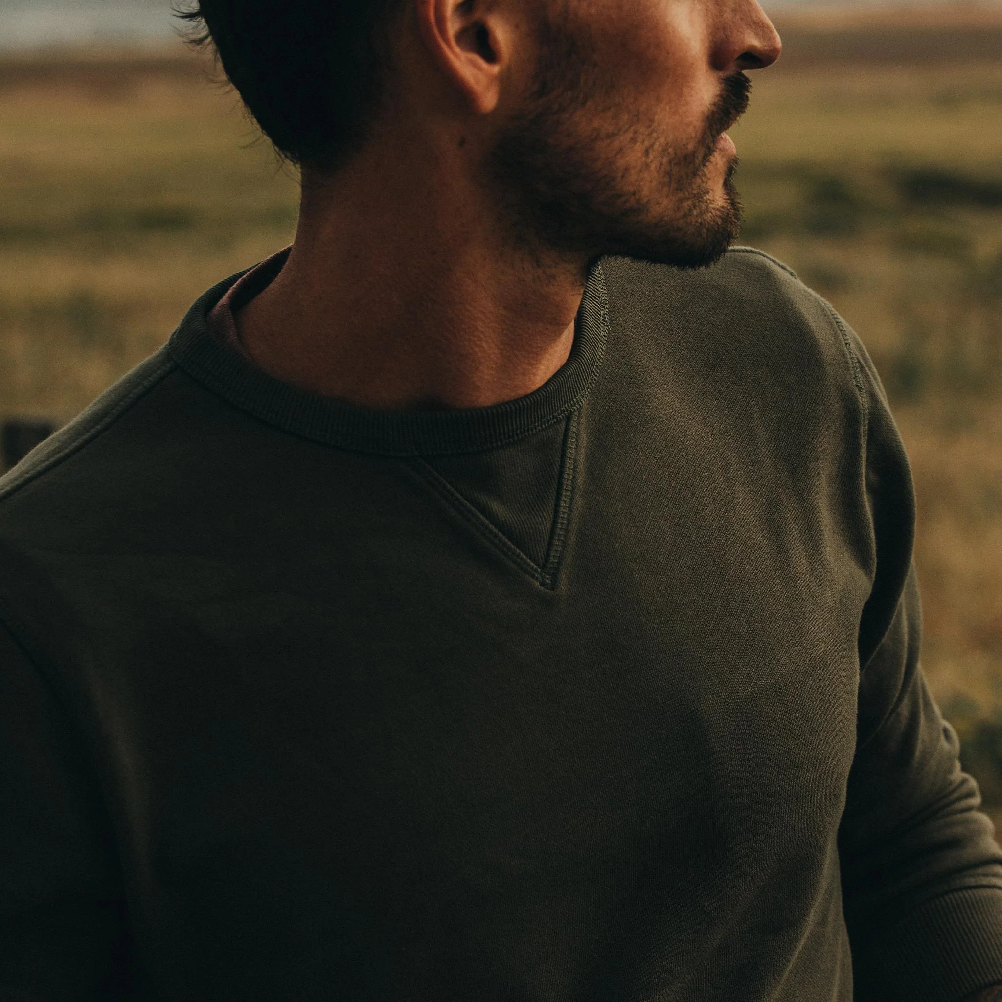 The Fillmore Crewneck in Dark Olive Terry - Image 3