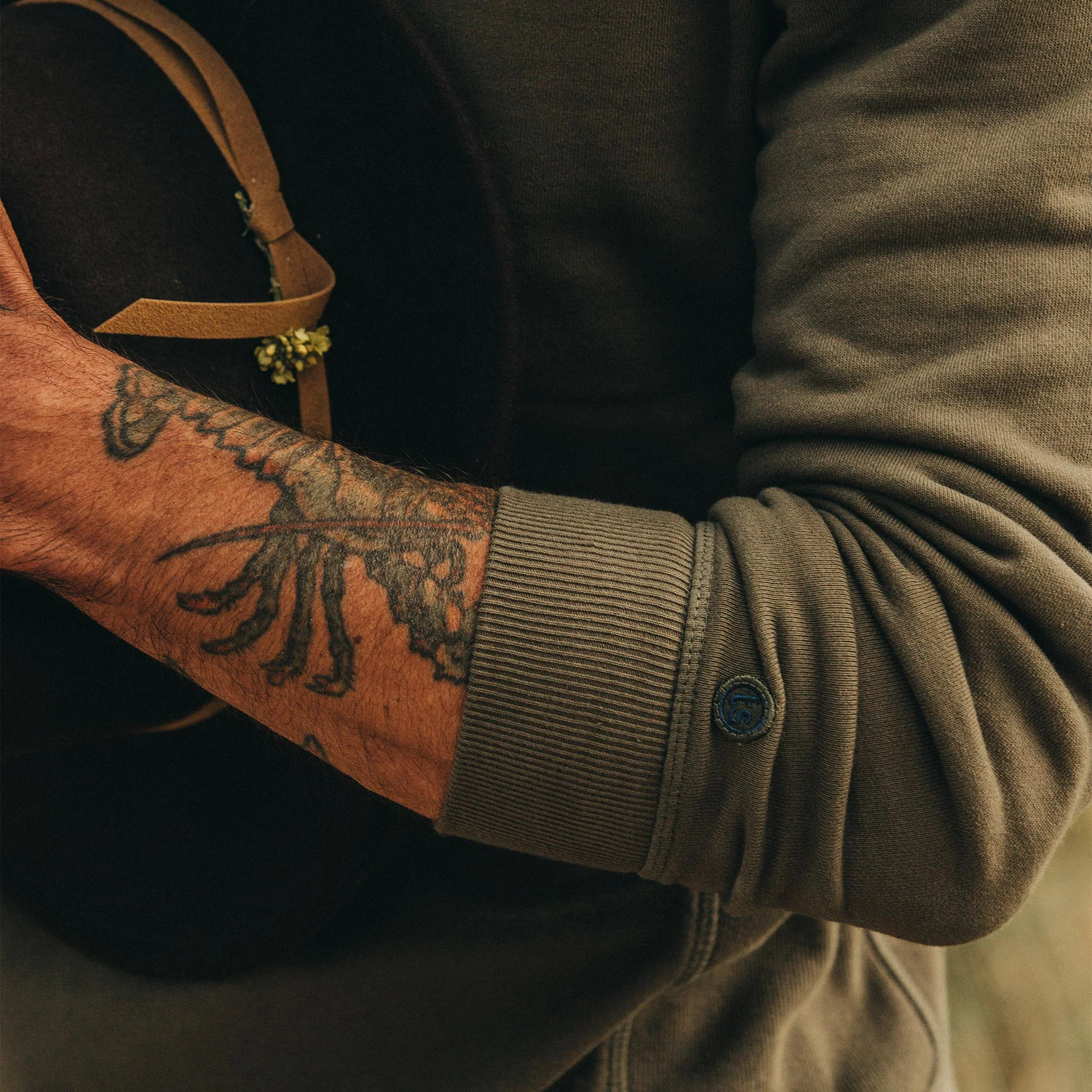The Fillmore Crewneck in Dark Olive Terry - Image 4
