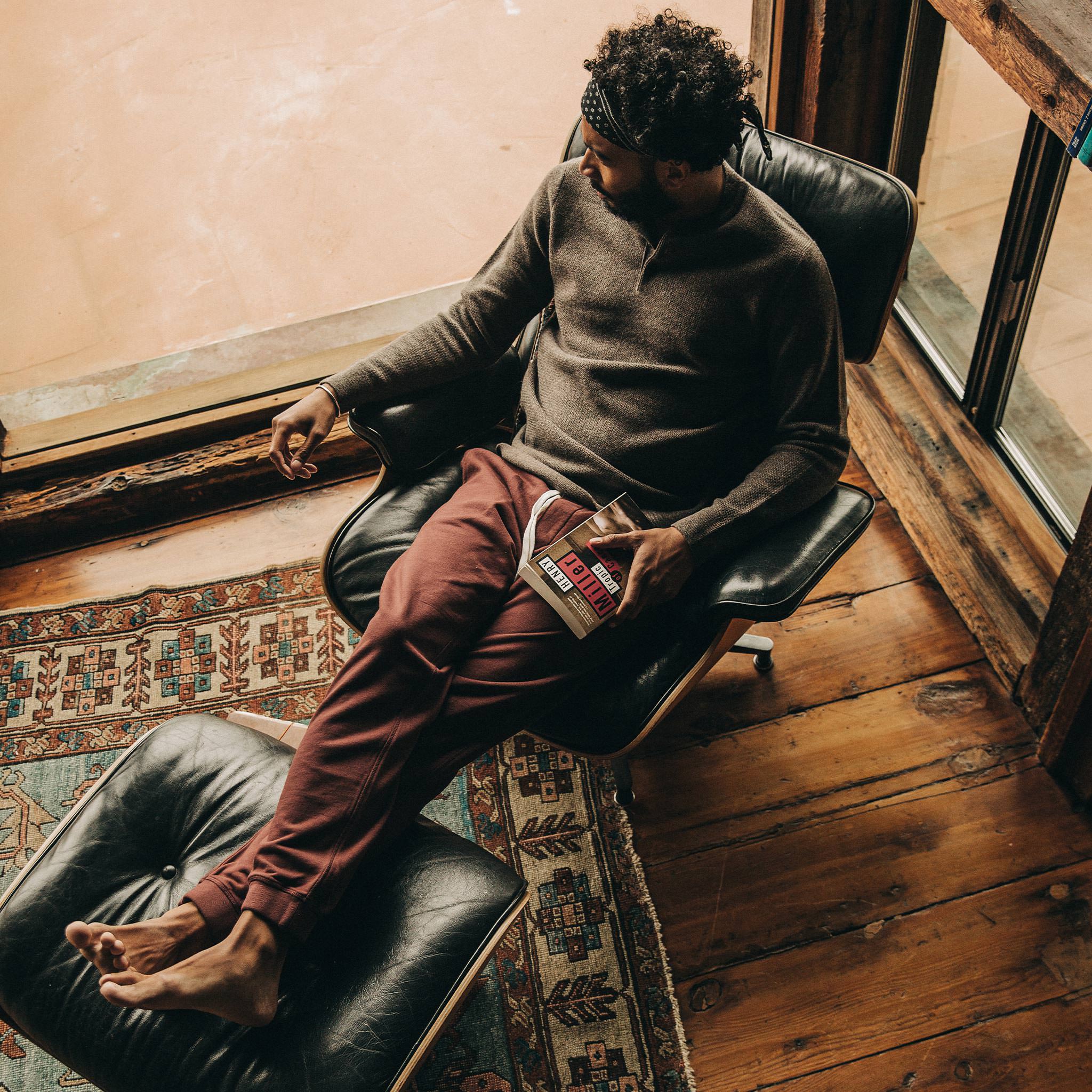 The Fillmore Pant in Burgundy Terry - Image 2