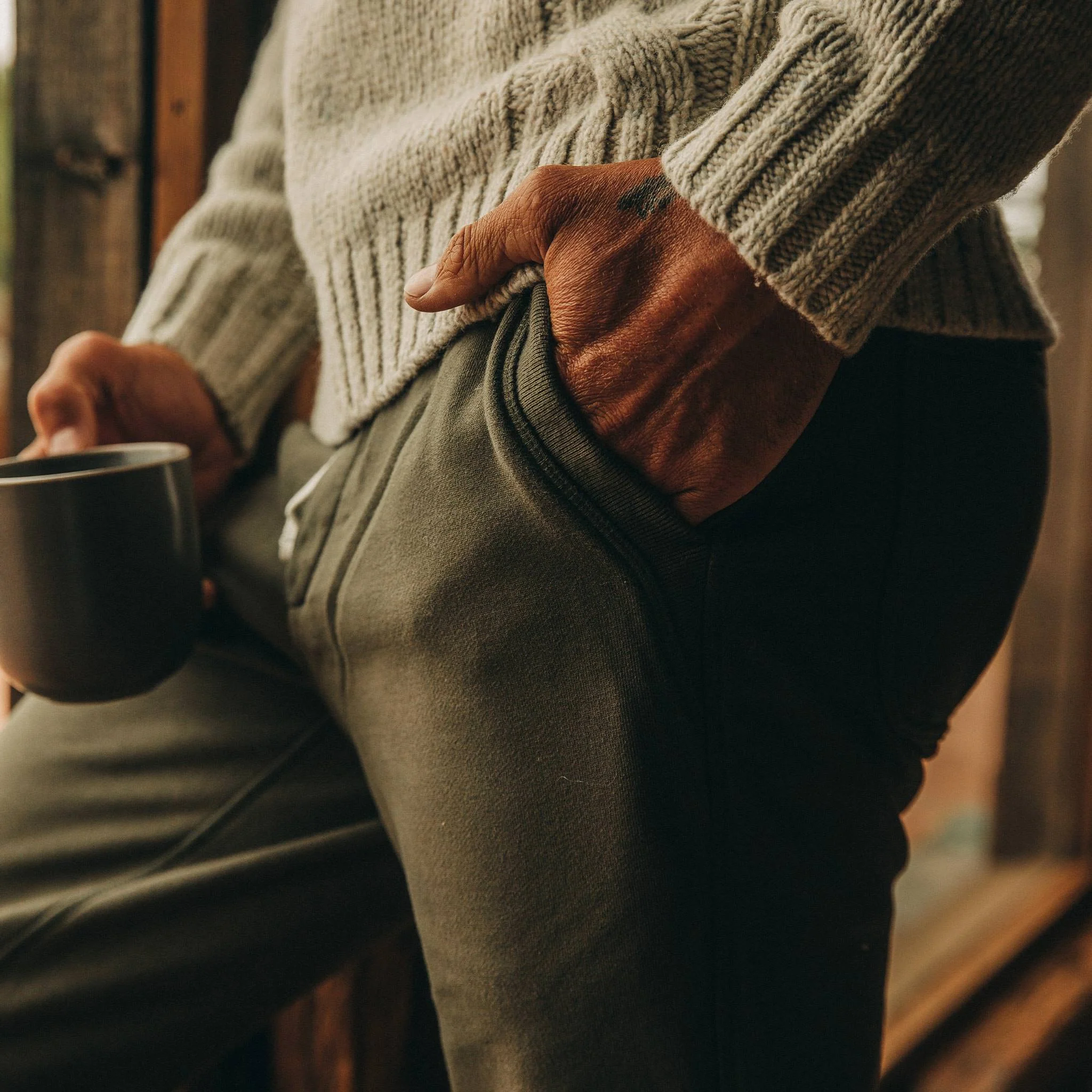 The Fillmore Pant in Dark Olive Terry - Image 3
