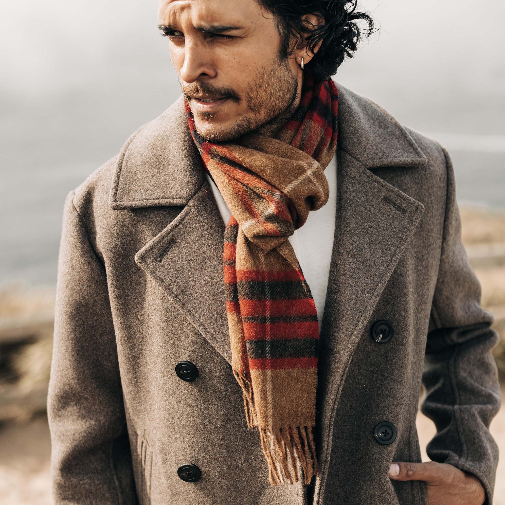 The Fireside Scarf in Camel Tartan Merino - Image 2