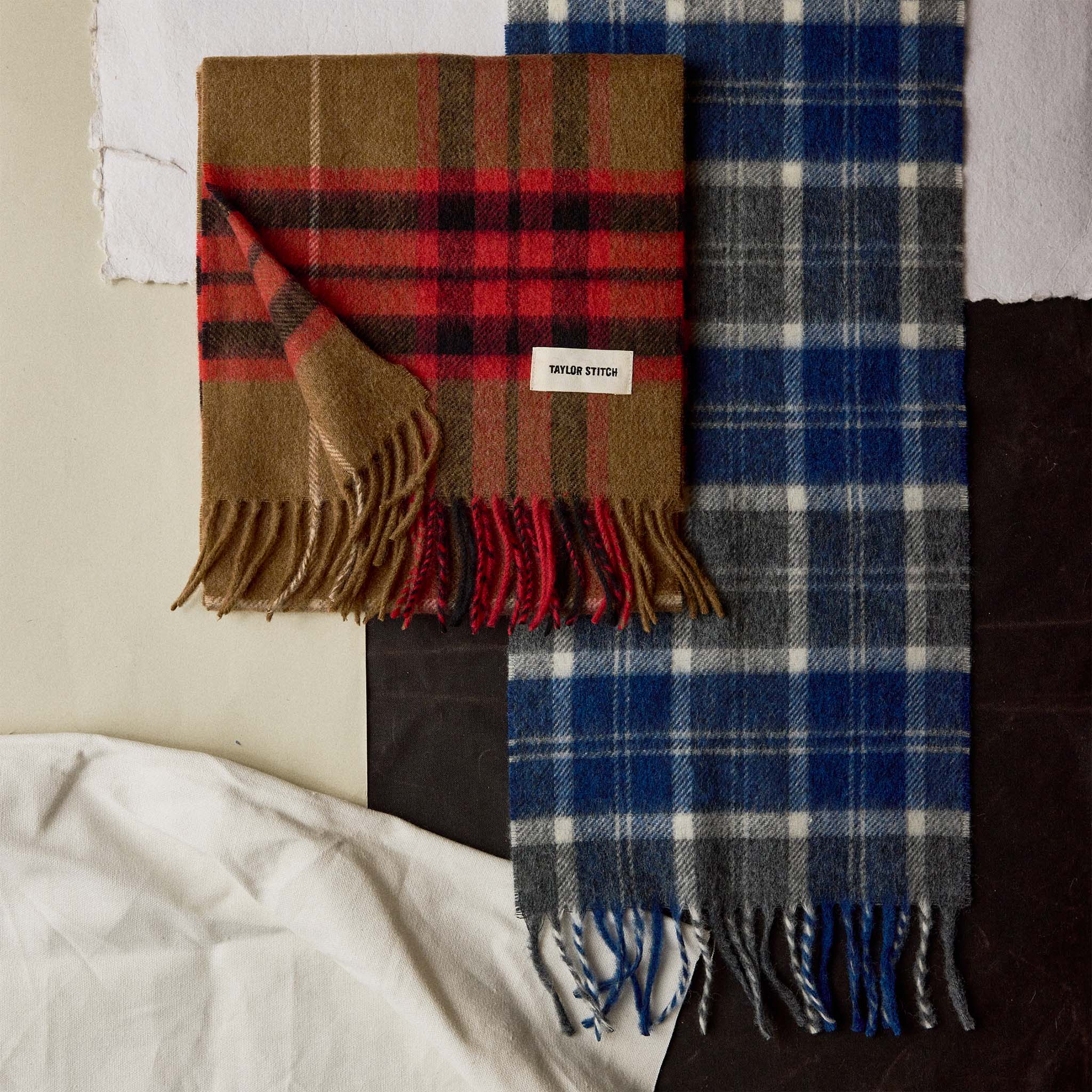 The Fireside Scarf in Camel Tartan Merino - Image 4