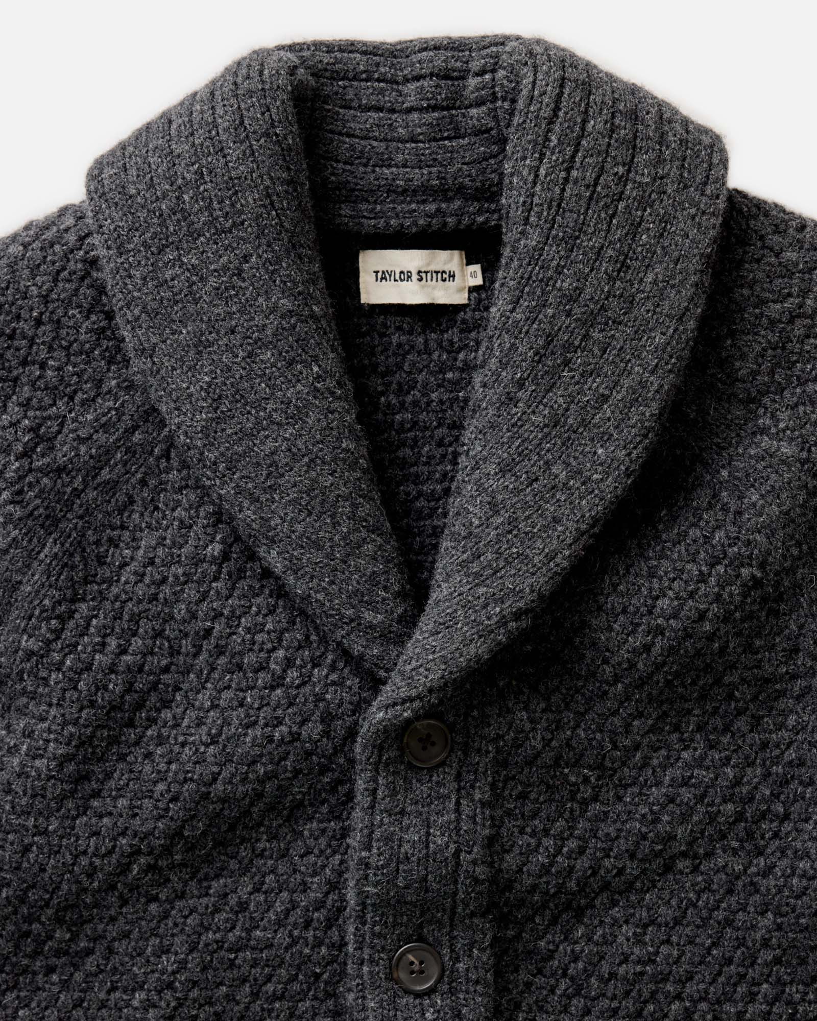 The Fisherman Shawl Cardigan in Heather Coal Merino - Image 7