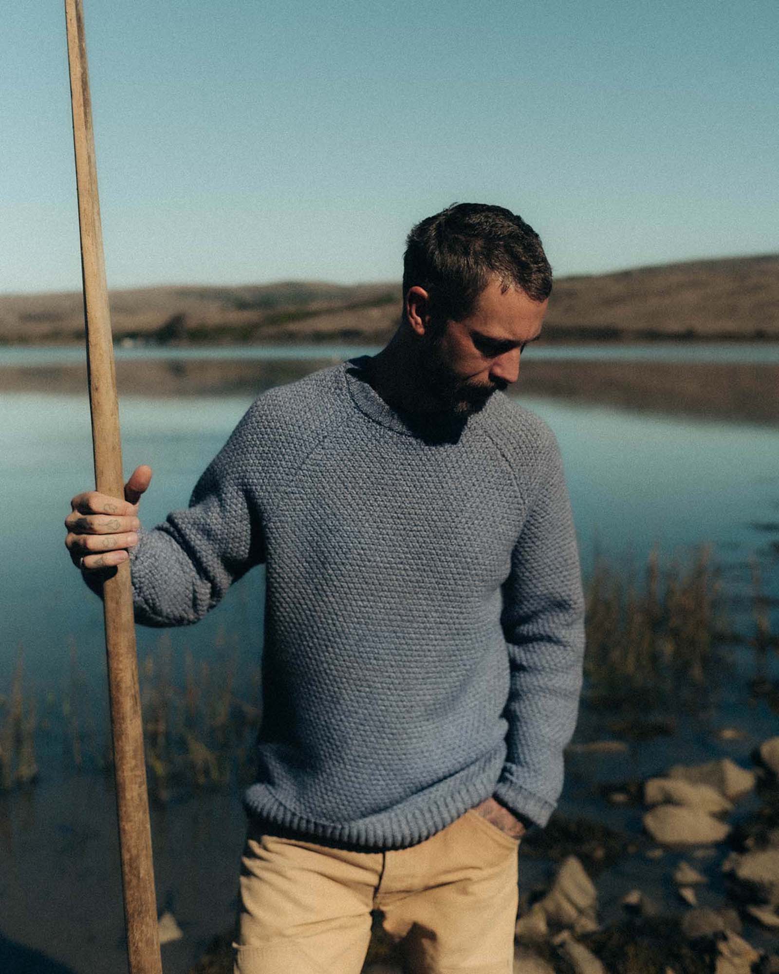 The Fisherman Sweater in Blue Melange - Image 2