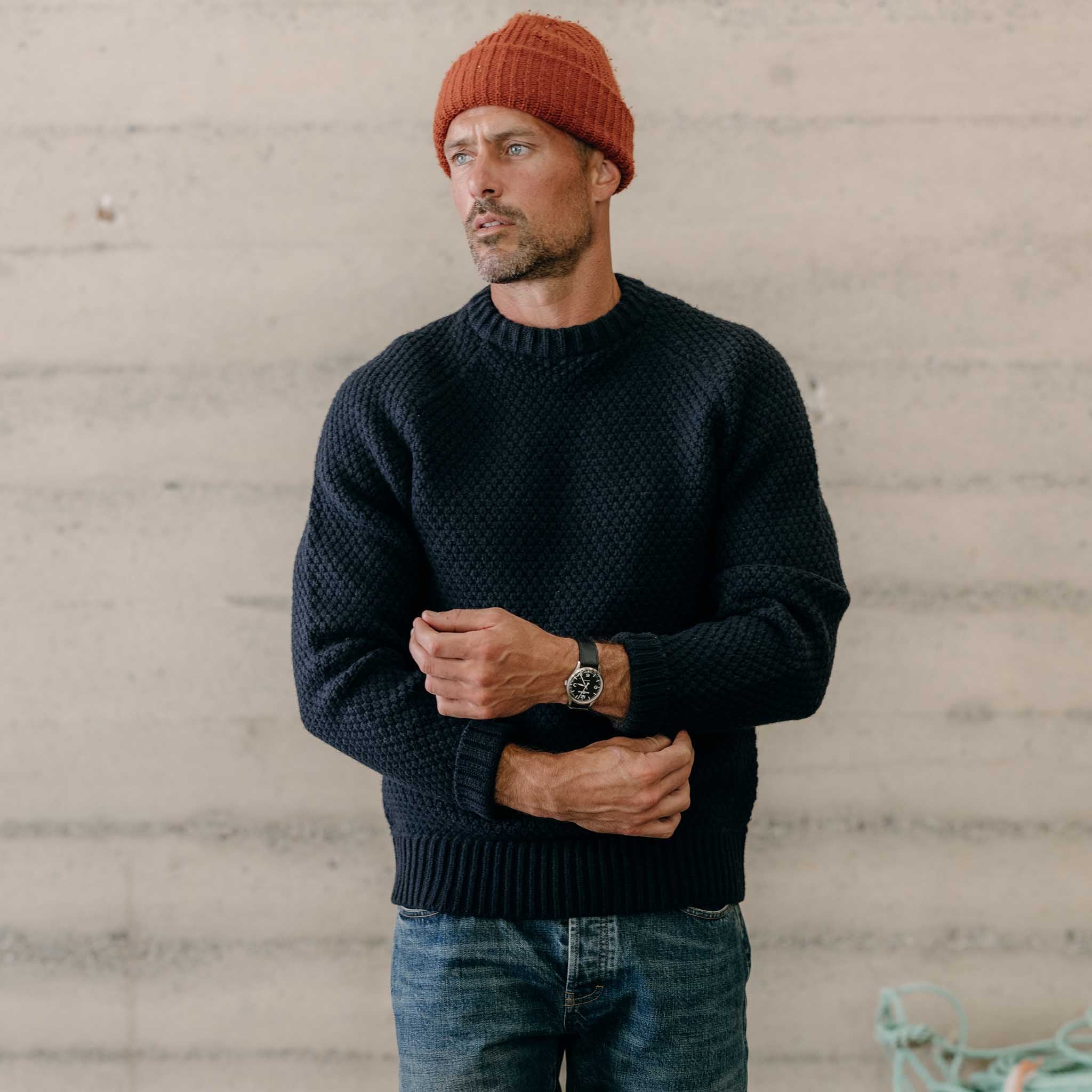 The Fisherman Sweater in Dark Navy Merino - Image 2