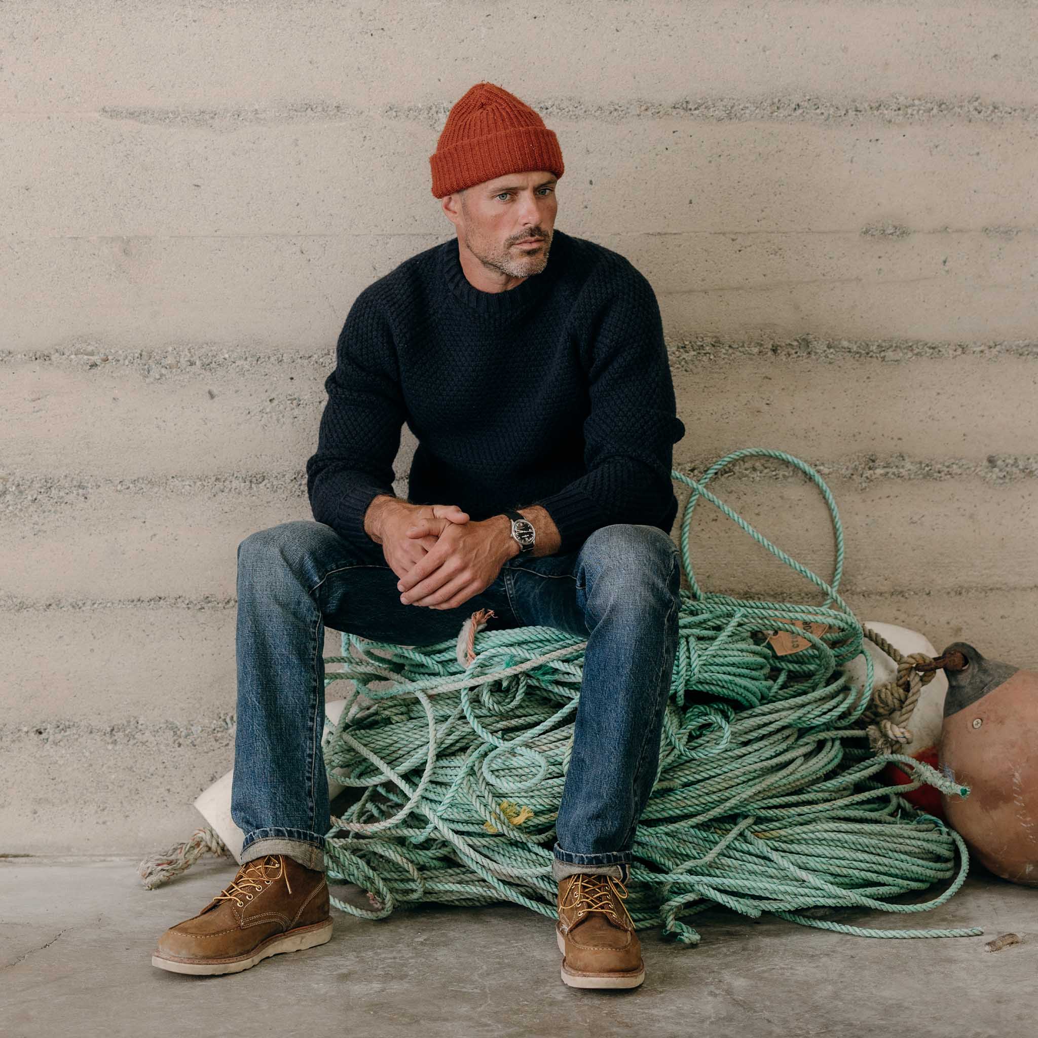 The Fisherman Sweater in Dark Navy Merino - Image 4