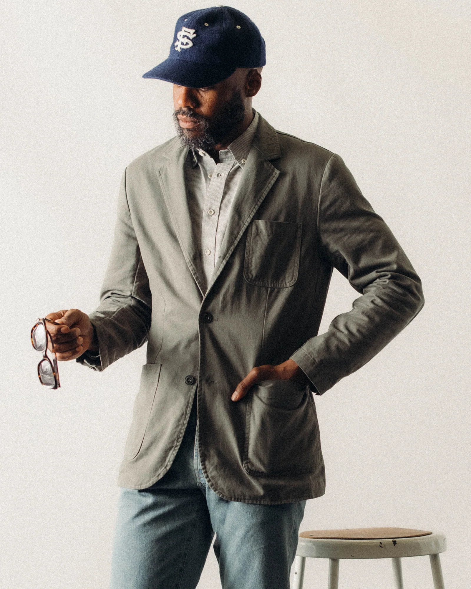 The Foundation Sportcoat in Organic Smoked Olive Twill - Image 2