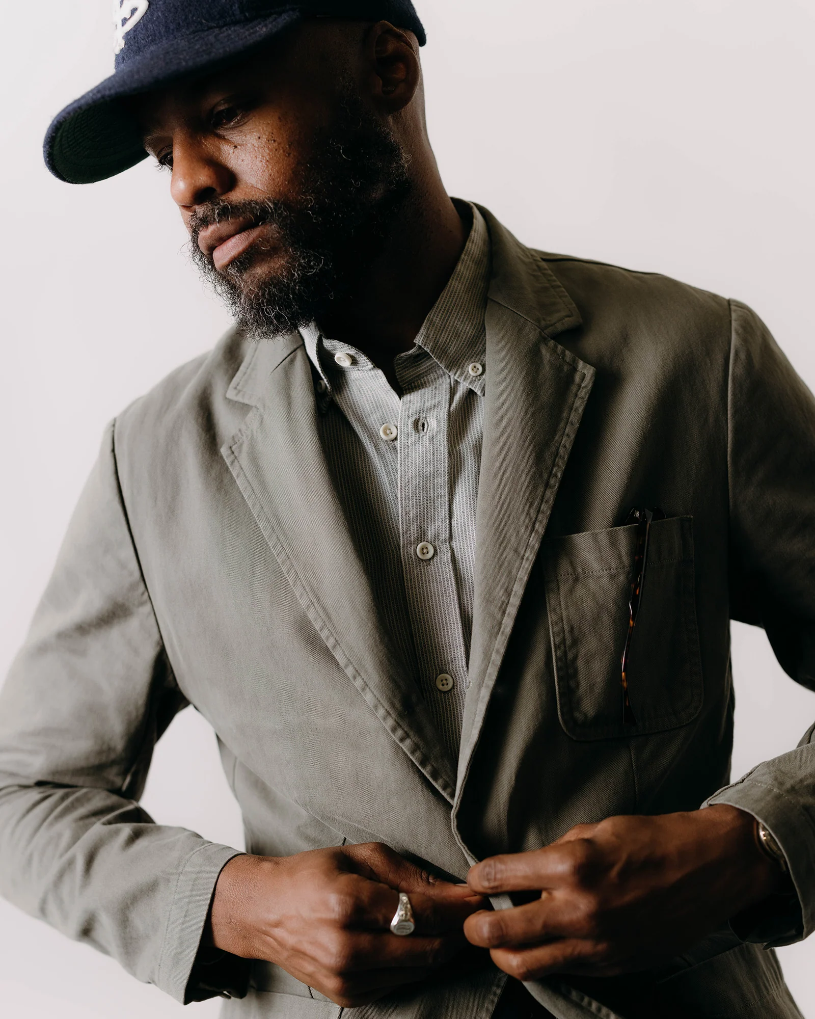 The Foundation Sportcoat in Organic Smoked Olive Twill - Image 3