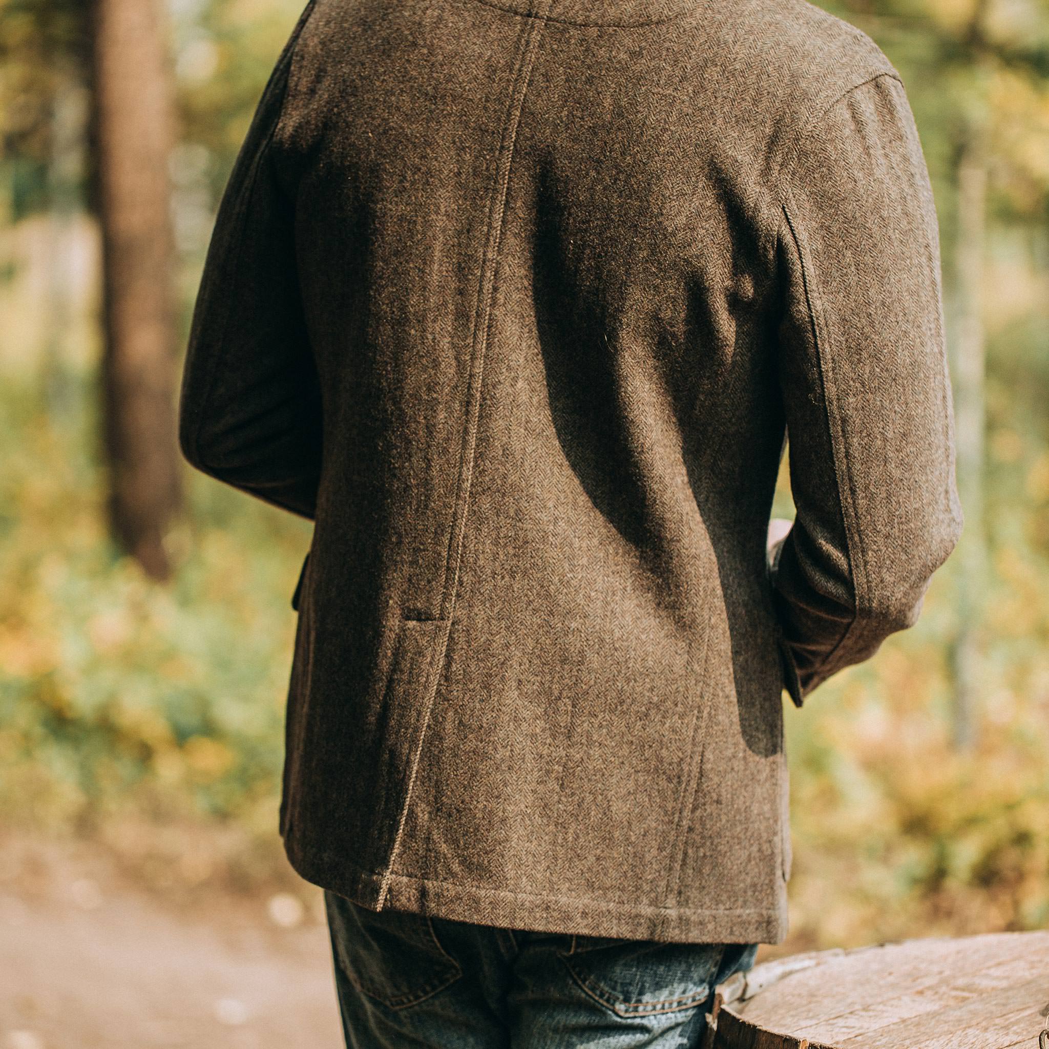 The Gibson Jacket in Olive Herringbone Wool - Image 12