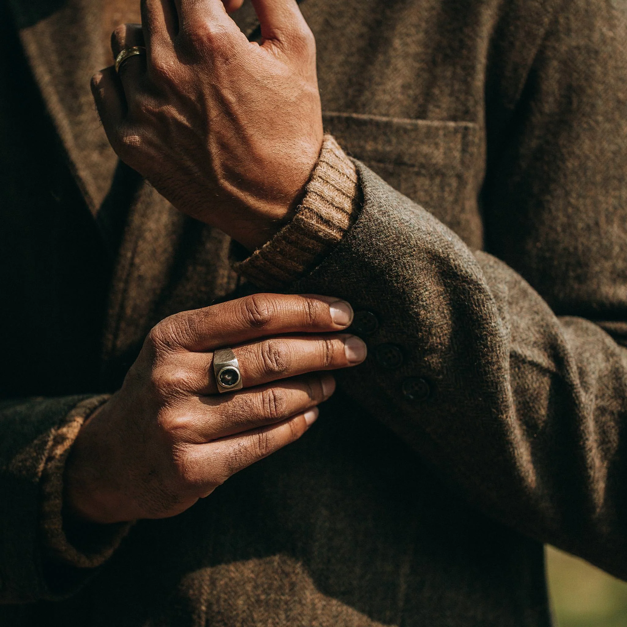 The Gibson Jacket in Olive Herringbone Wool - Image 4