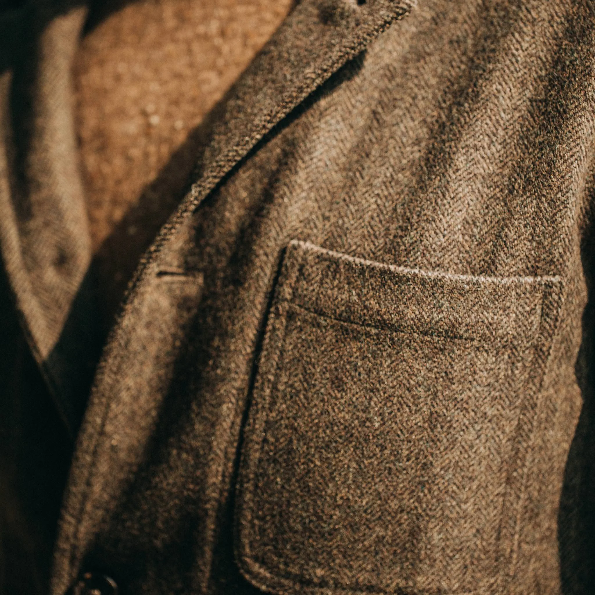 The Gibson Jacket in Olive Herringbone Wool - Image 6