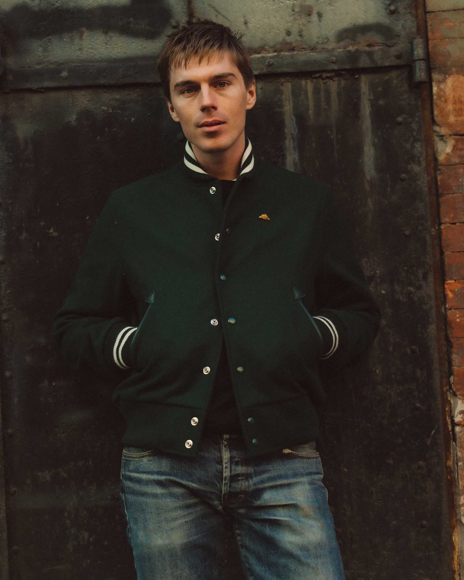 The Golden Bear Snap Bomber in Ivy Wool - Image 2