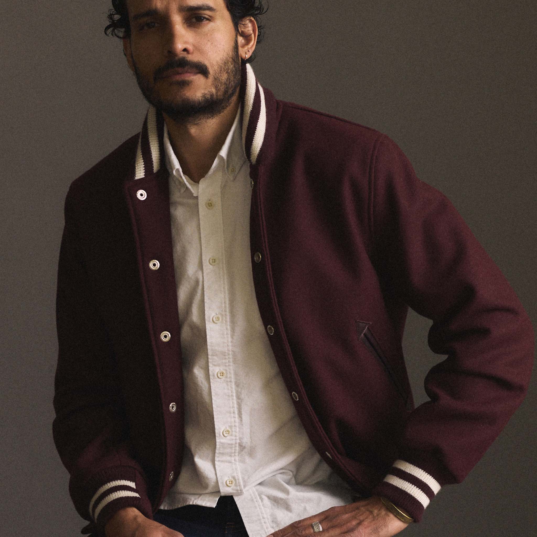 The Golden Bear Snap Bomber in Port Wool - Image 3