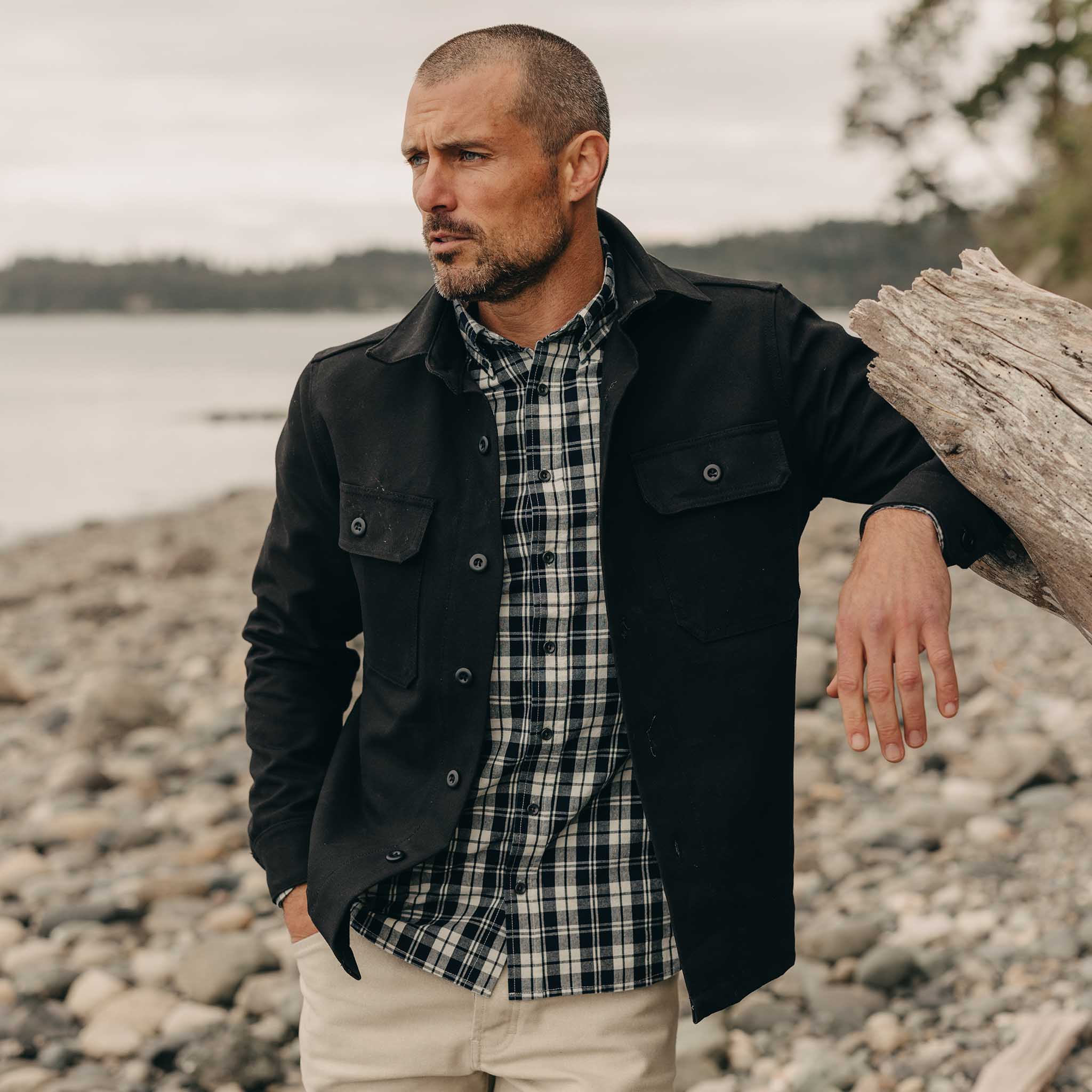 The Good Acre Forge Overshirt in Black Canvas - Image 2