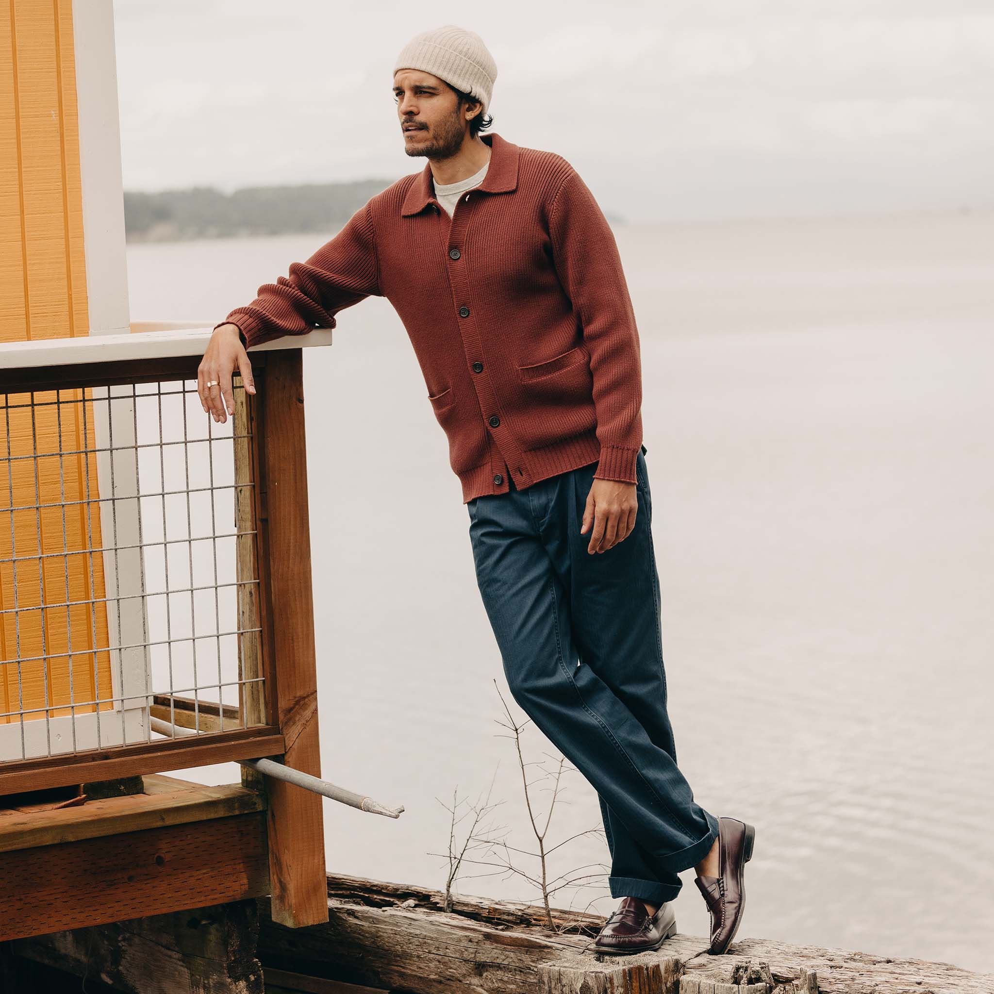 The Harbor Sweater Jacket in Mahogany - Image 2