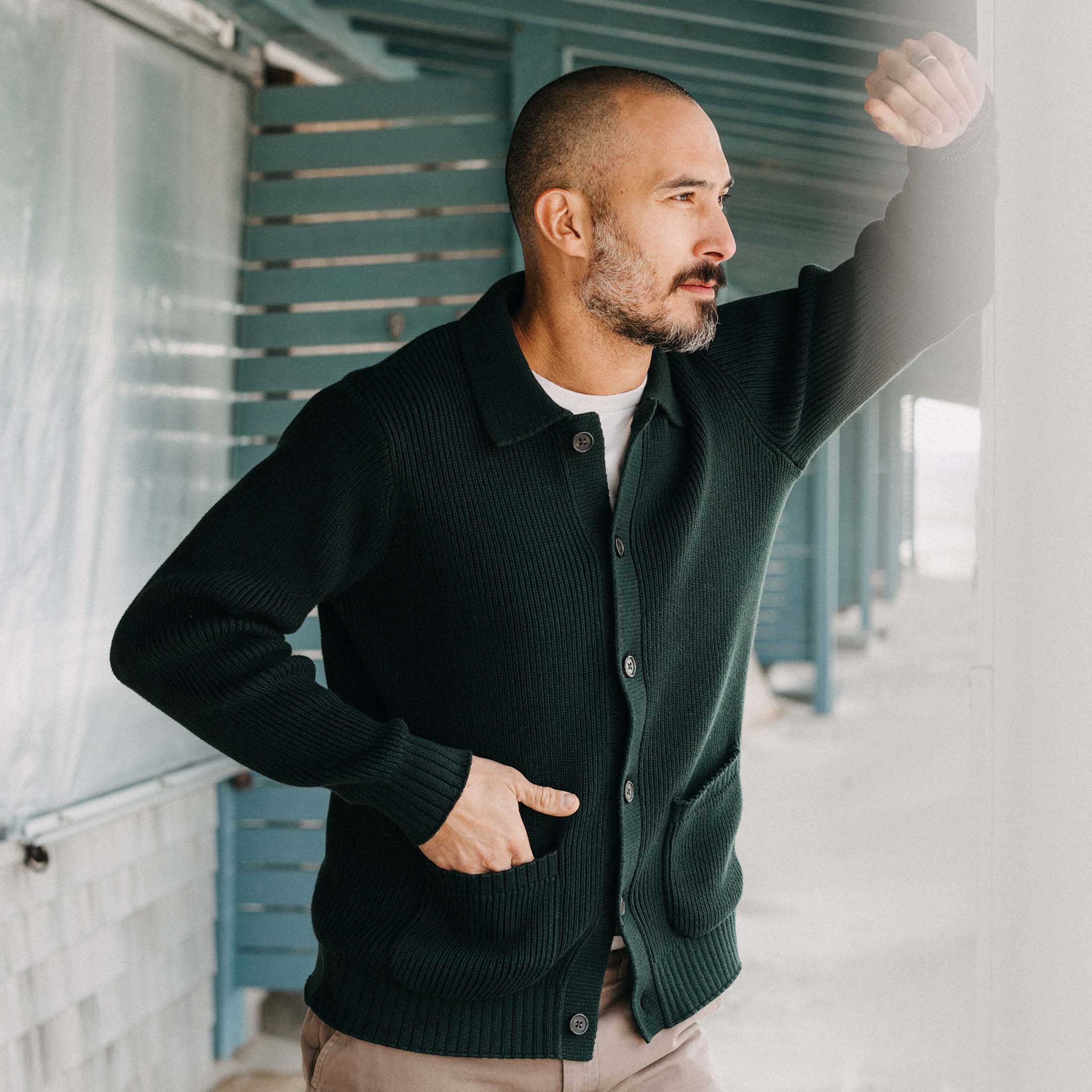 The Harbor Sweater Jacket in Black Pine Heather - Image 3