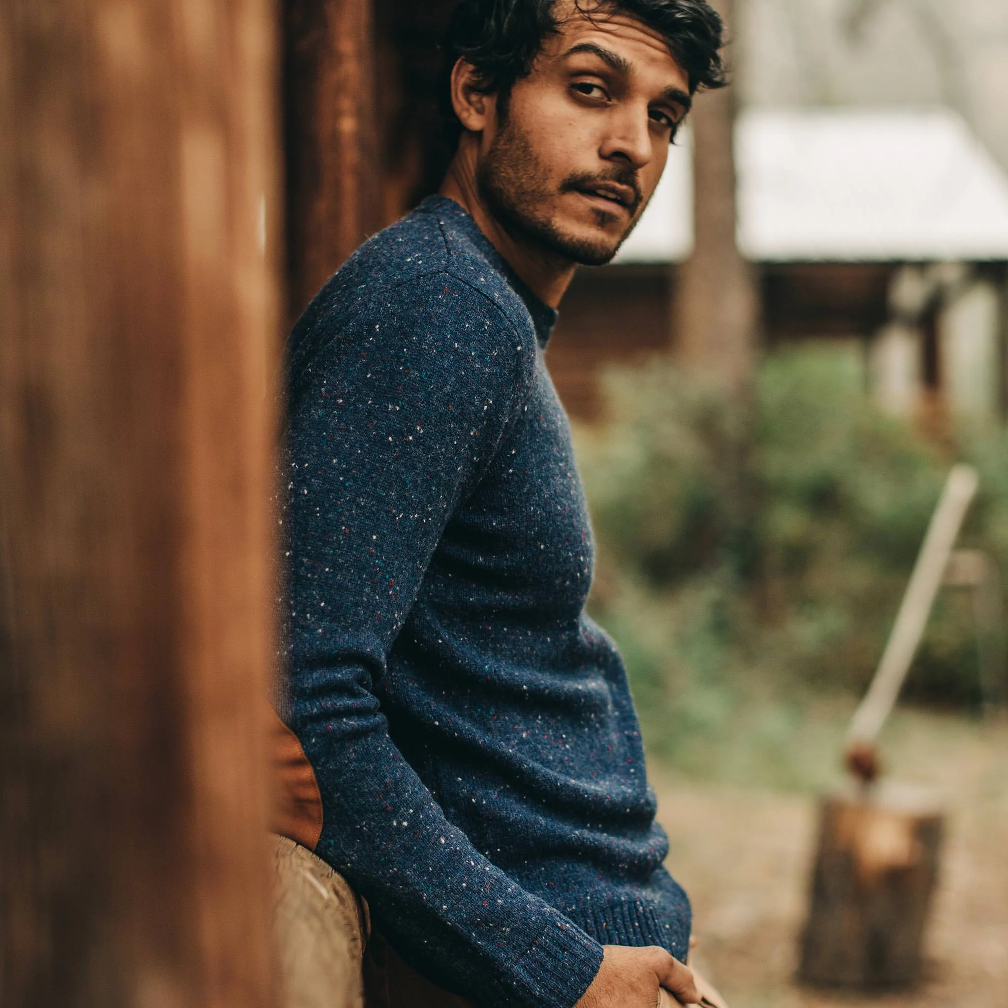 The Hardtack Sweater in Navy Donegal - Image 2
