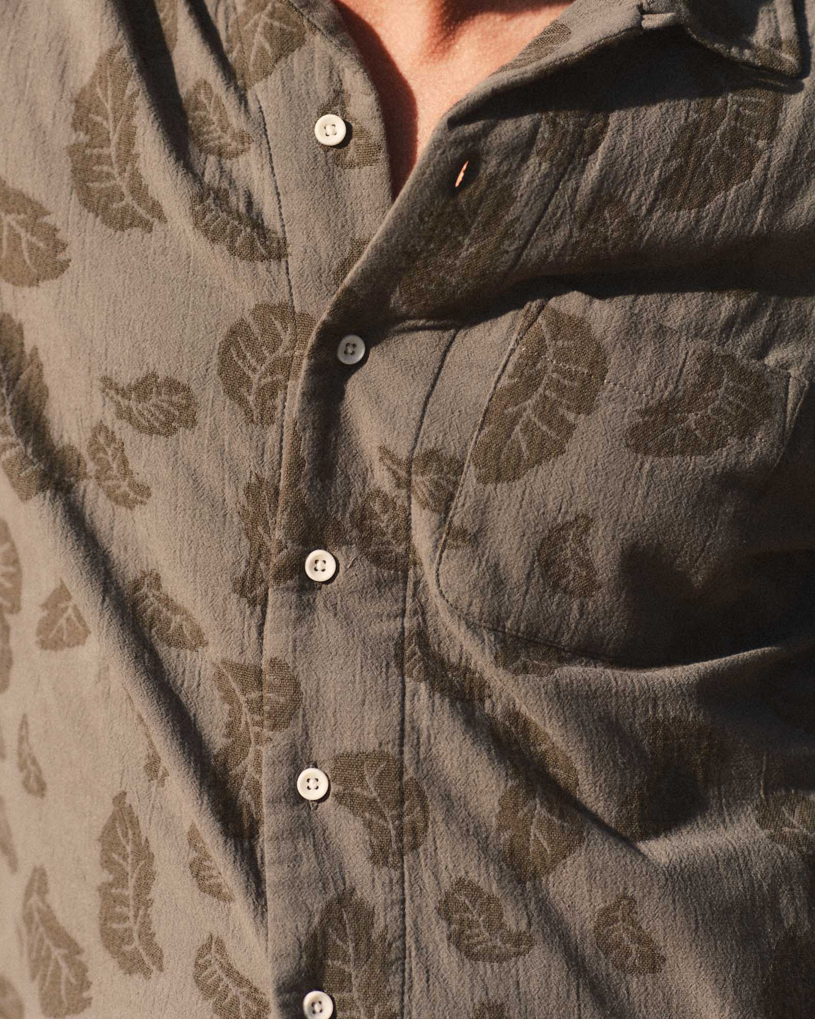 The Hawthorne Shirt in Burnt Olive Floral Jacquard - Image 3