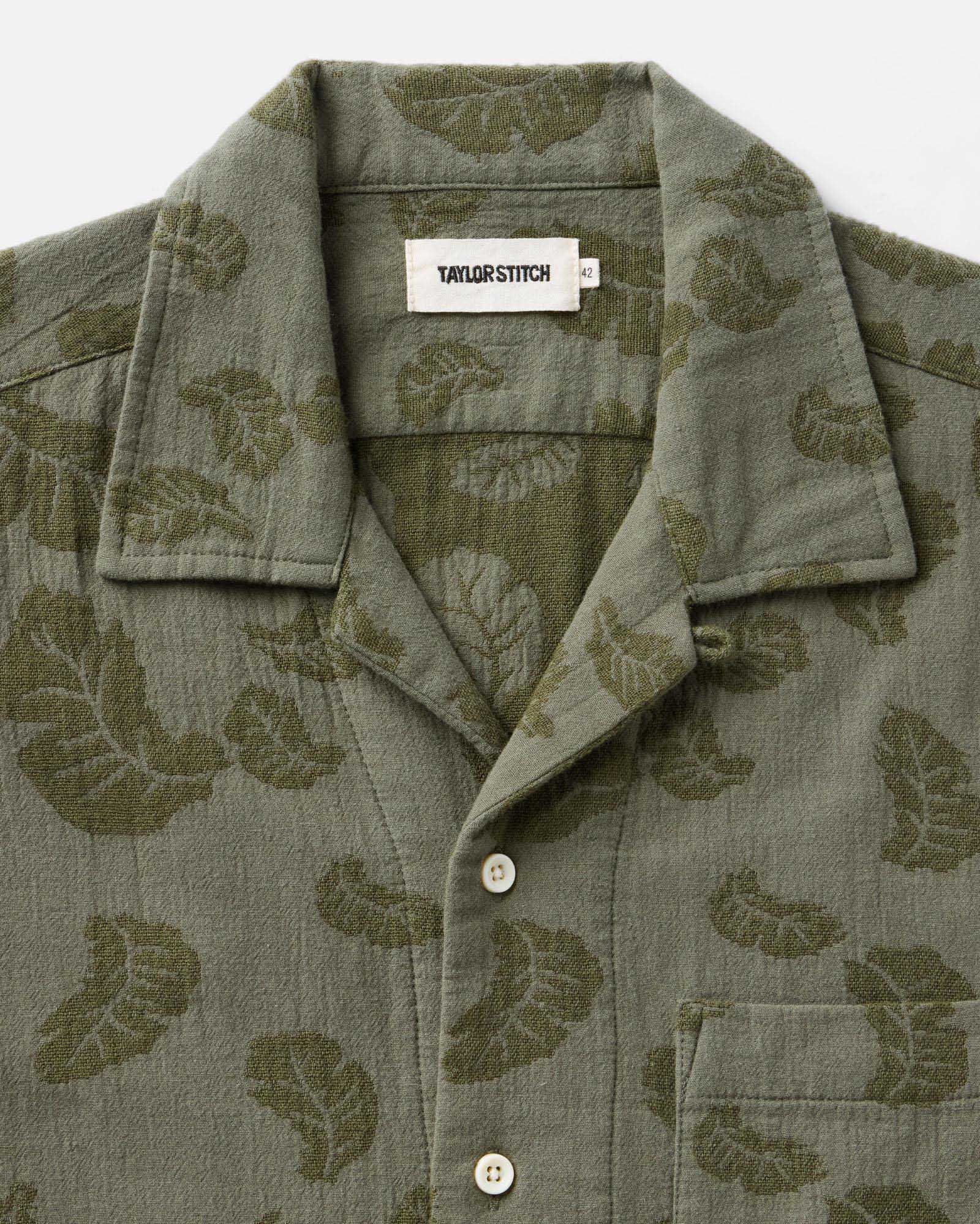 The Hawthorne Shirt in Burnt Olive Floral Jacquard - Image 5