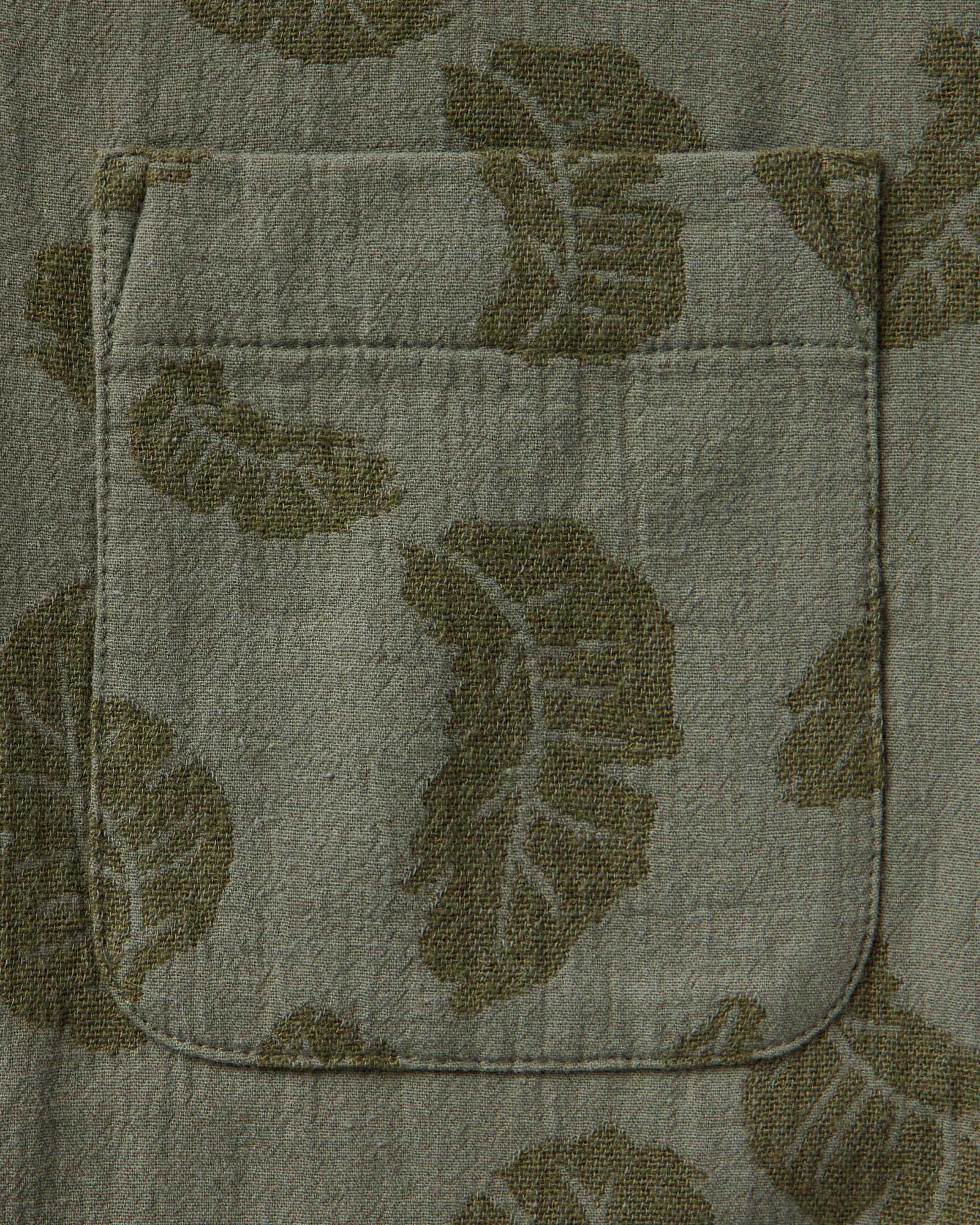The Hawthorne Shirt in Burnt Olive Floral Jacquard - Image 7