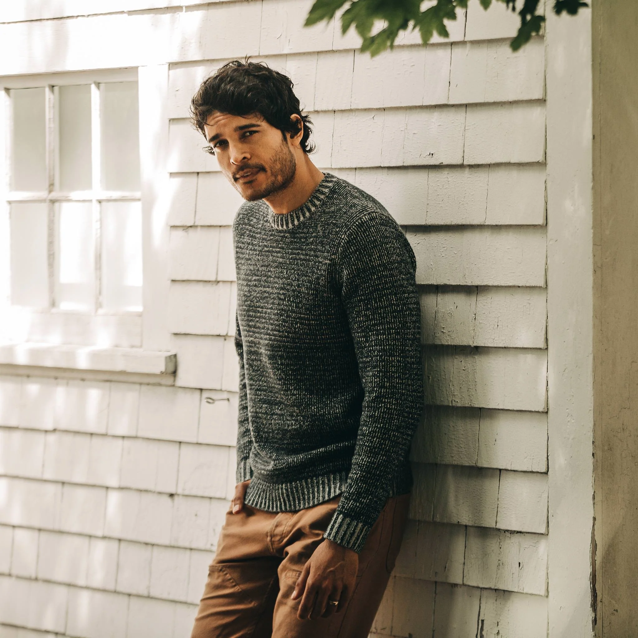 The Headland Sweater in Marled Navy - Image 2