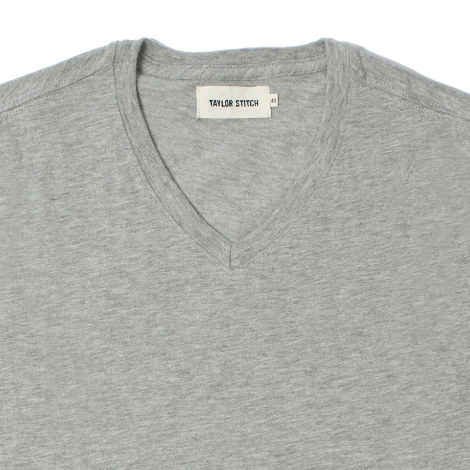 The V-Neck Tee in Heather Grey - Image 5
