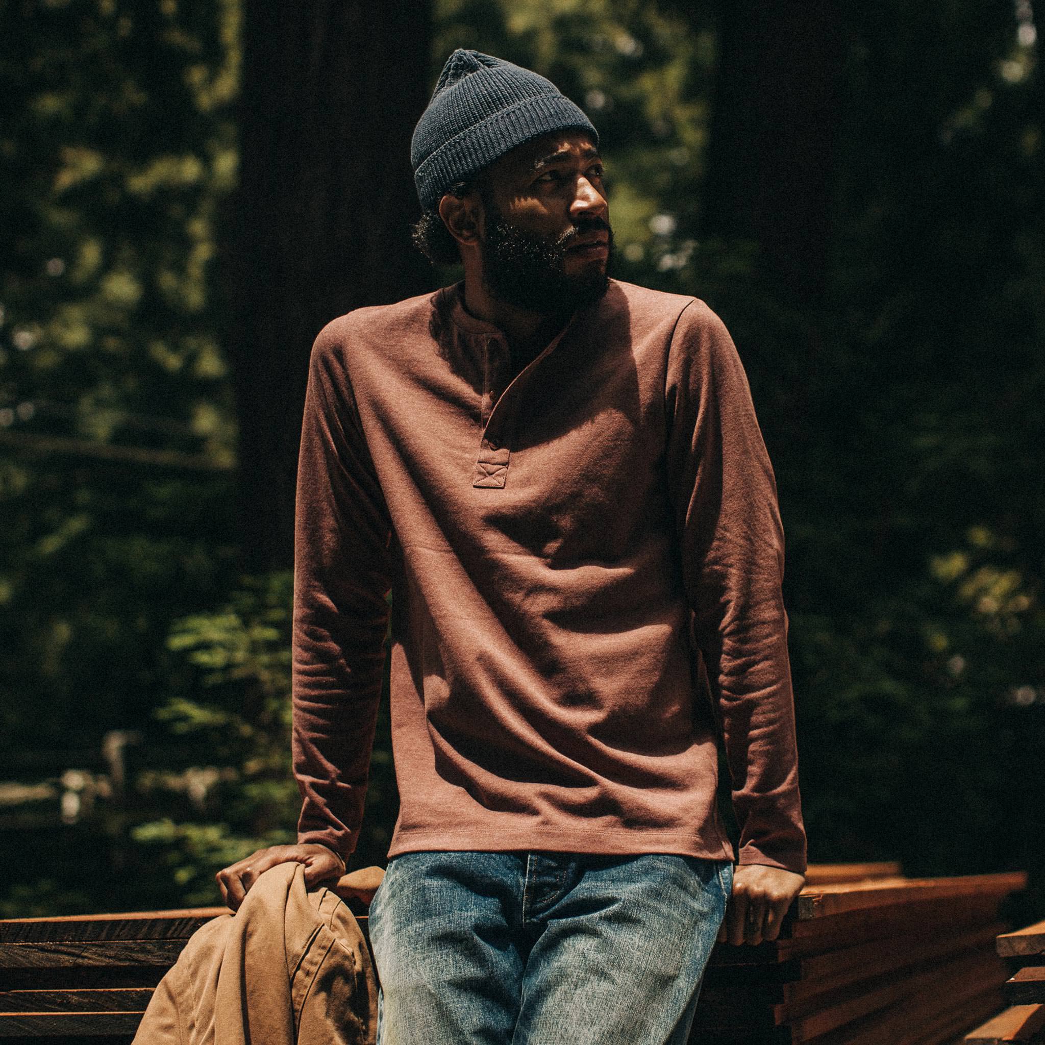 The Heavy Bag Henley in Burgundy - Image 4