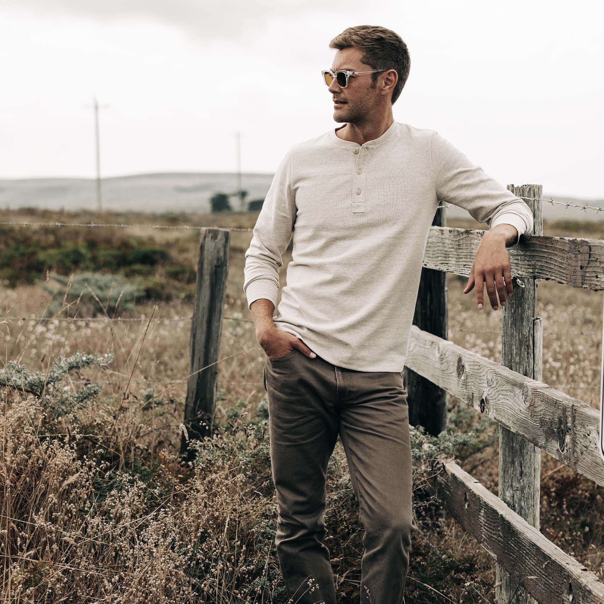 The Heavy Bag Henley in Oatmeal - Image 2