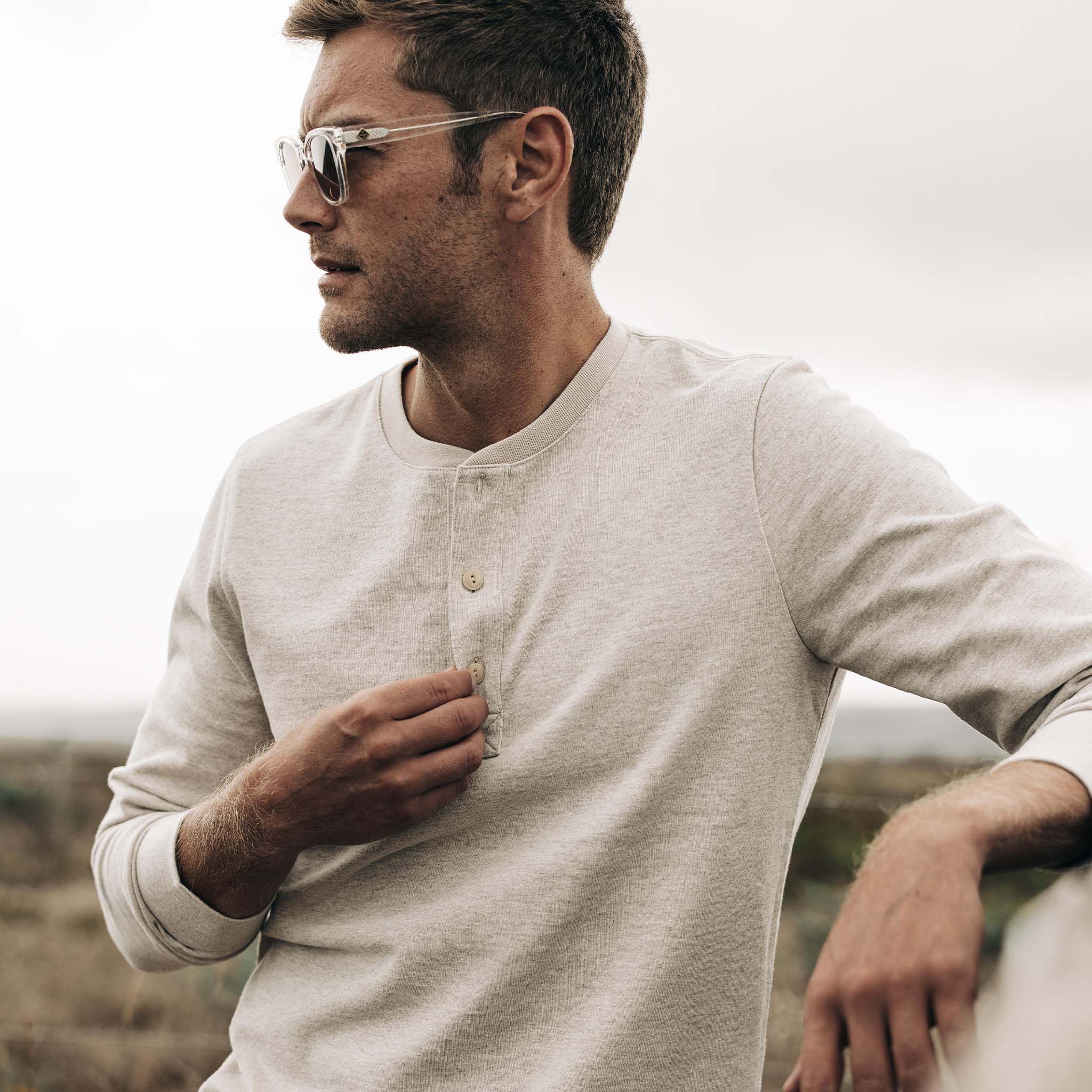 The Heavy Bag Henley in Oatmeal - Image 3