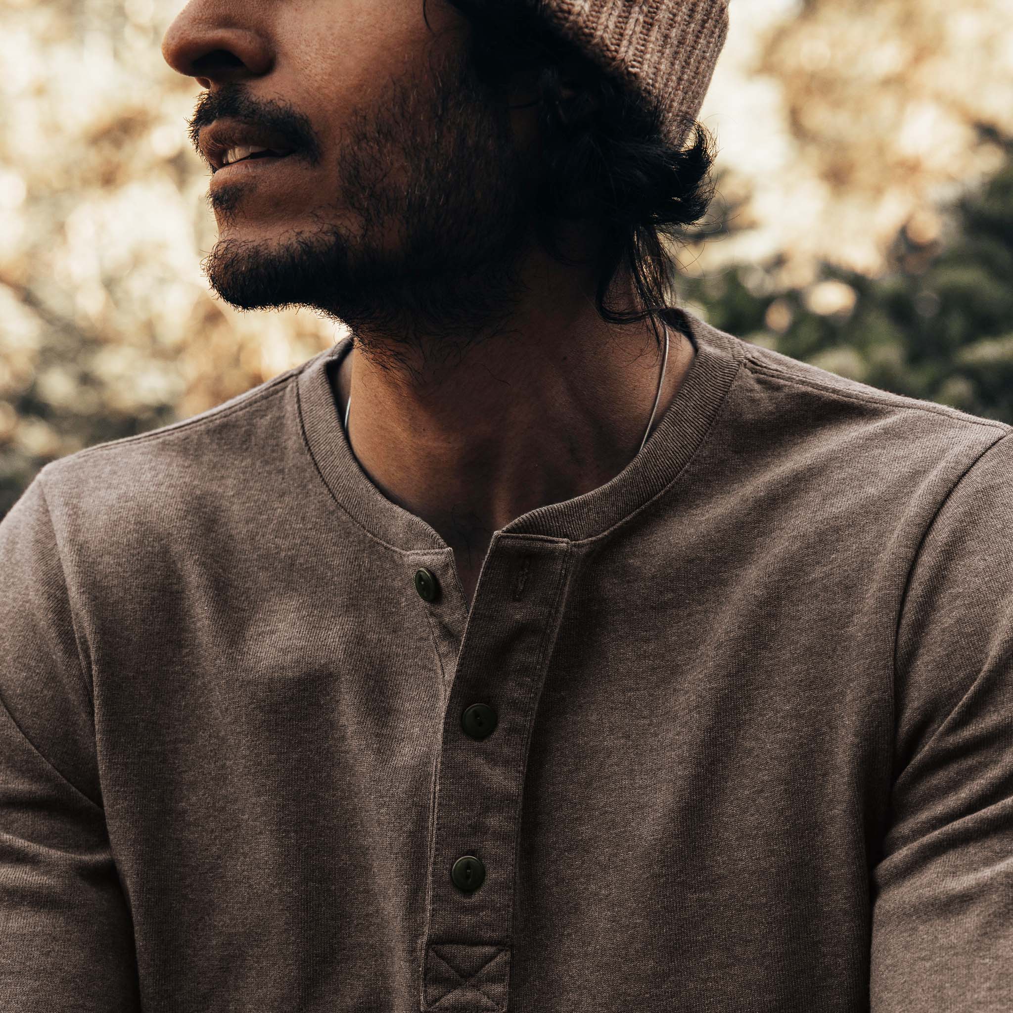 The Heavy Bag Henley in Walnut - Image 3