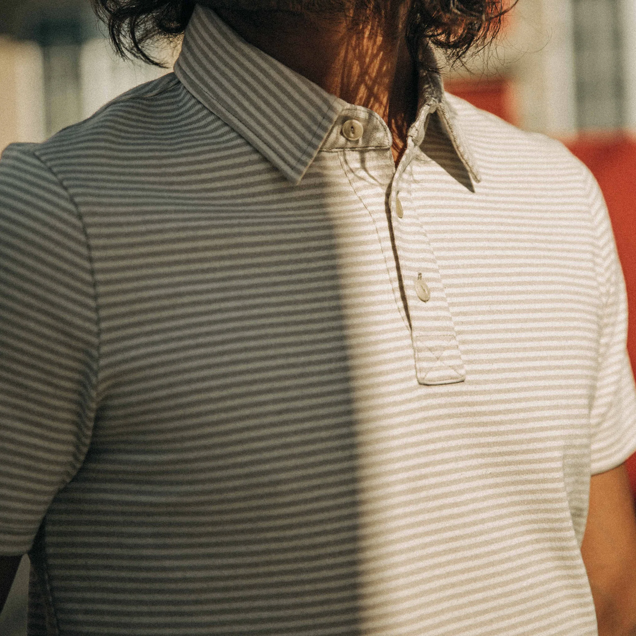 The Heavy Bag Polo in Natural and Oatmeal Stripe - Image 3