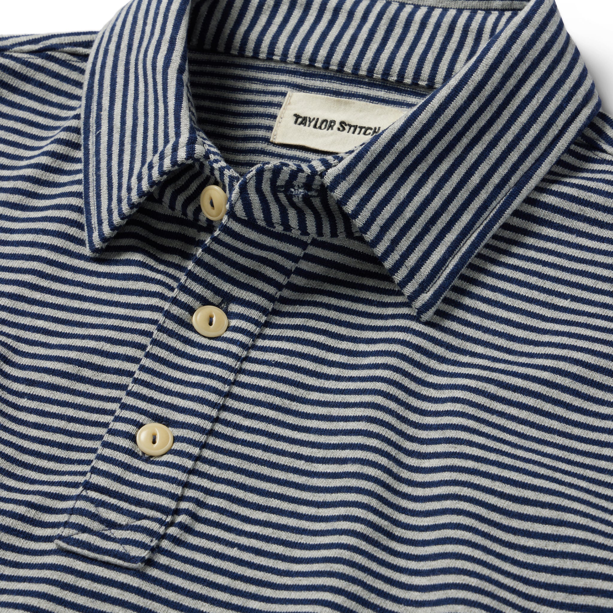 The Heavy Bag Polo in Navy and Ash Stripe - Image 5