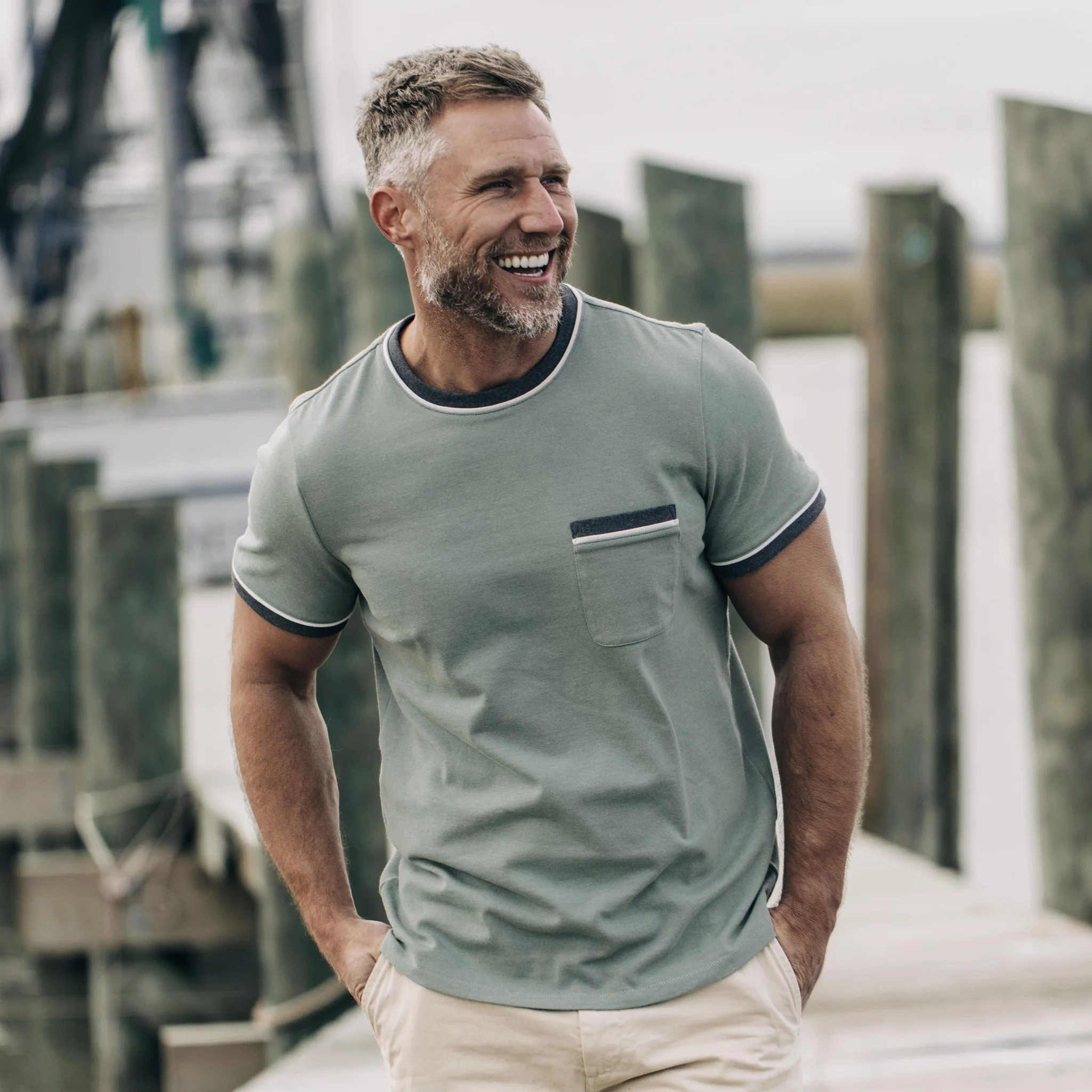 The Heavy Bag Ringer Tee in Slate and Seed - Image 2