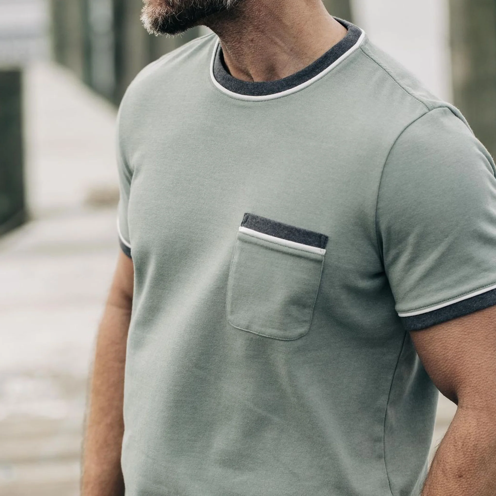 The Heavy Bag Ringer Tee in Slate and Seed - Image 3