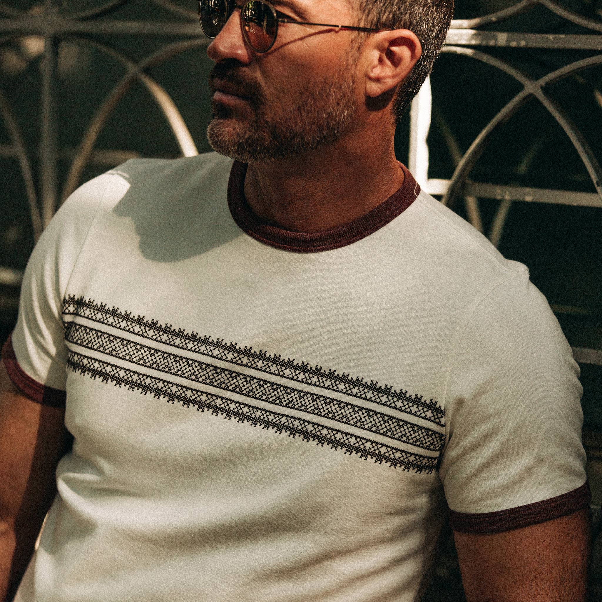 The Heavy Bag Tee in Canyon Embroidered Stripe - Image 3