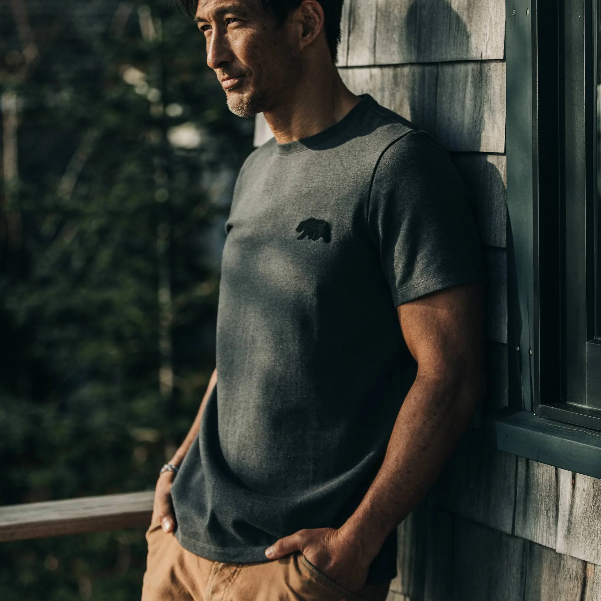 The Embroidered Heavy Bag Tee in Grey Bear - Image 4