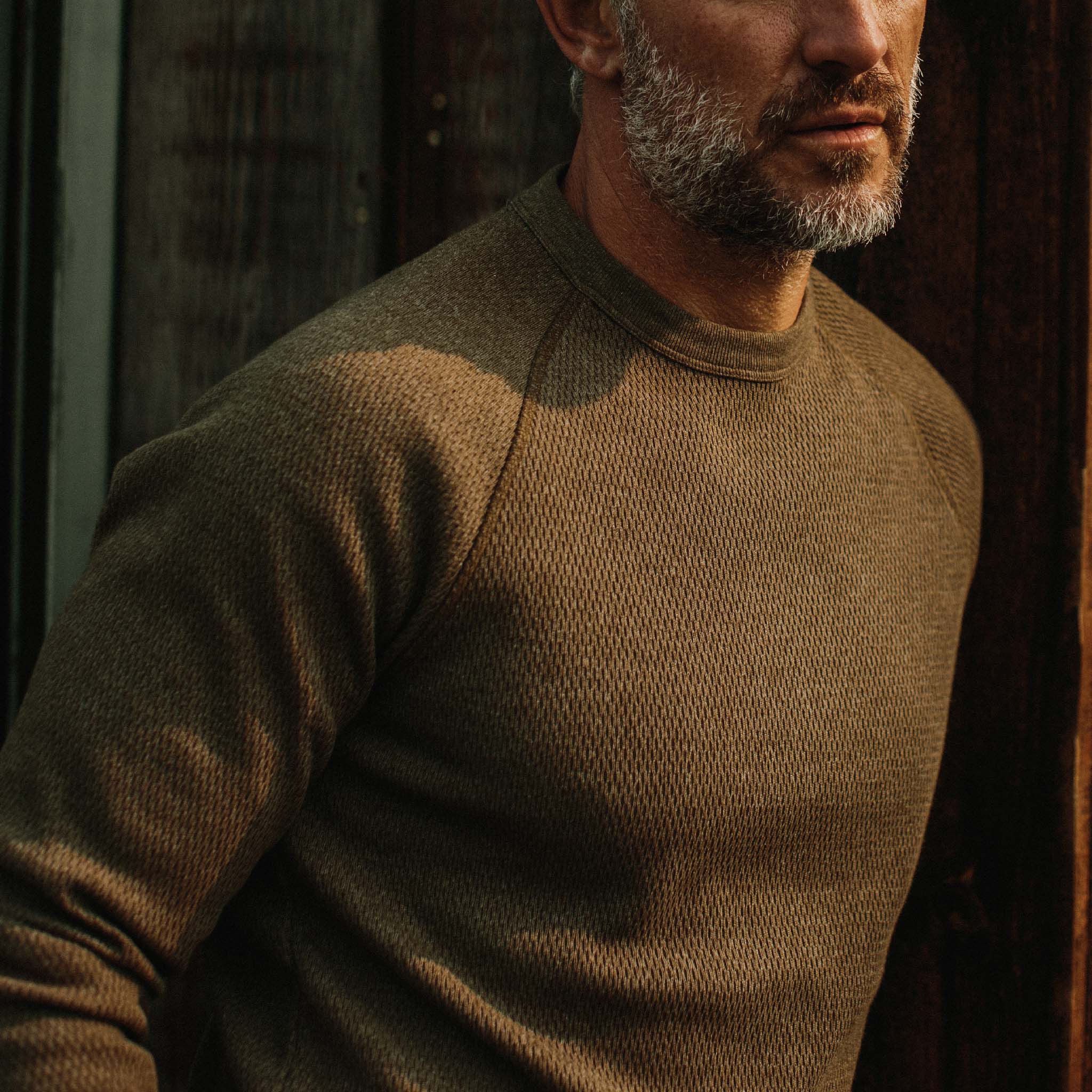 The Heavy Bag Waffle Crewneck in Olive - Image 3