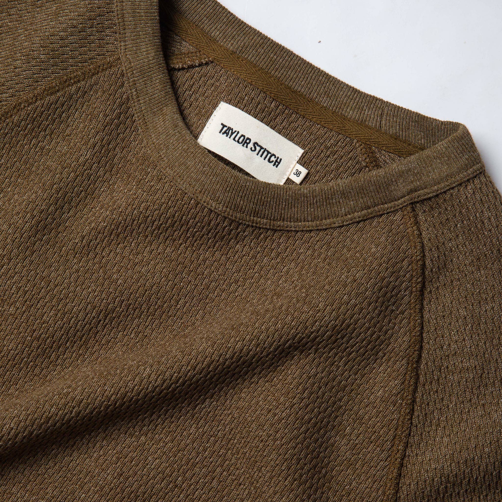 The Heavy Bag Waffle Crewneck in Olive - Image 6