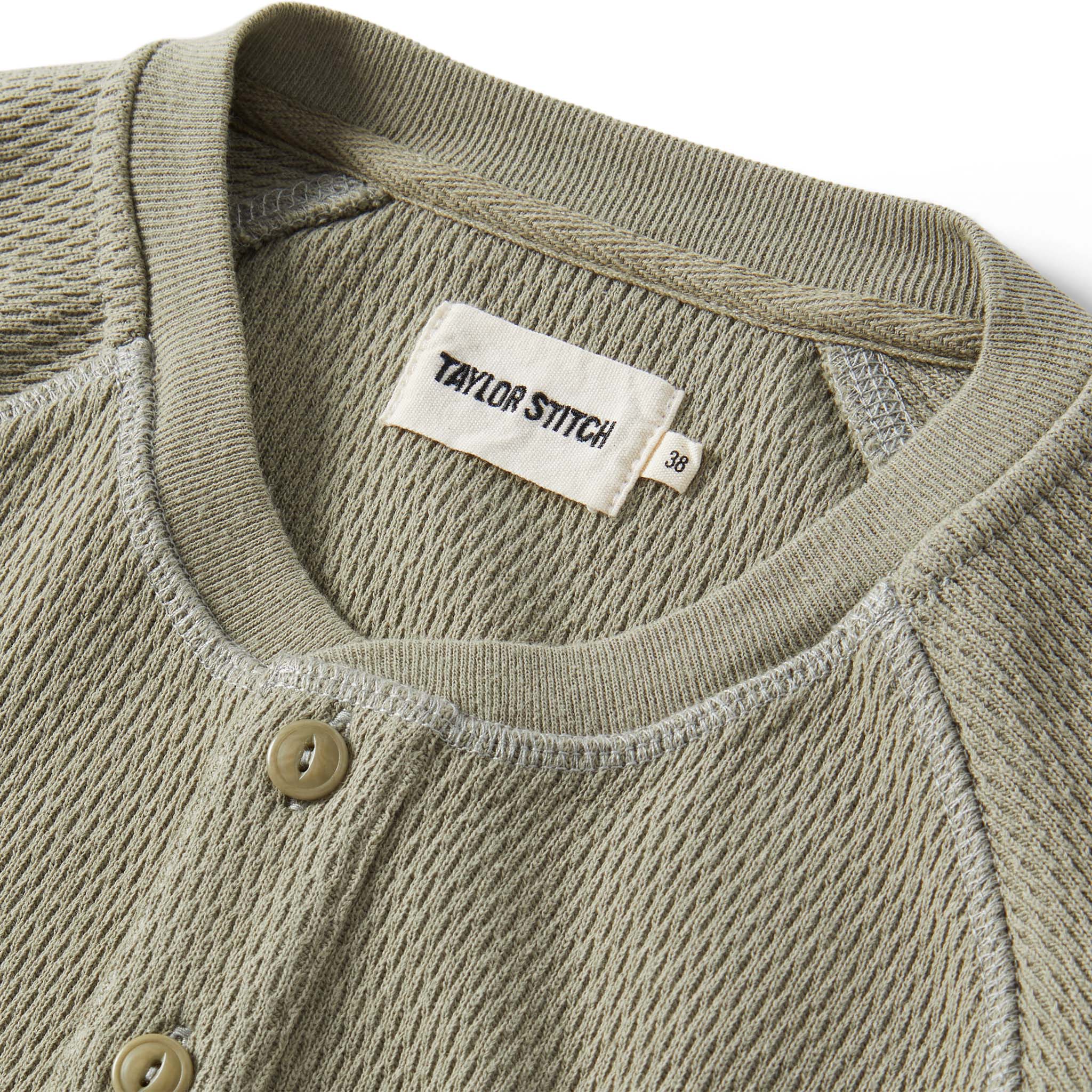 The Heavy Bag Waffle Henley in Army - Image 5