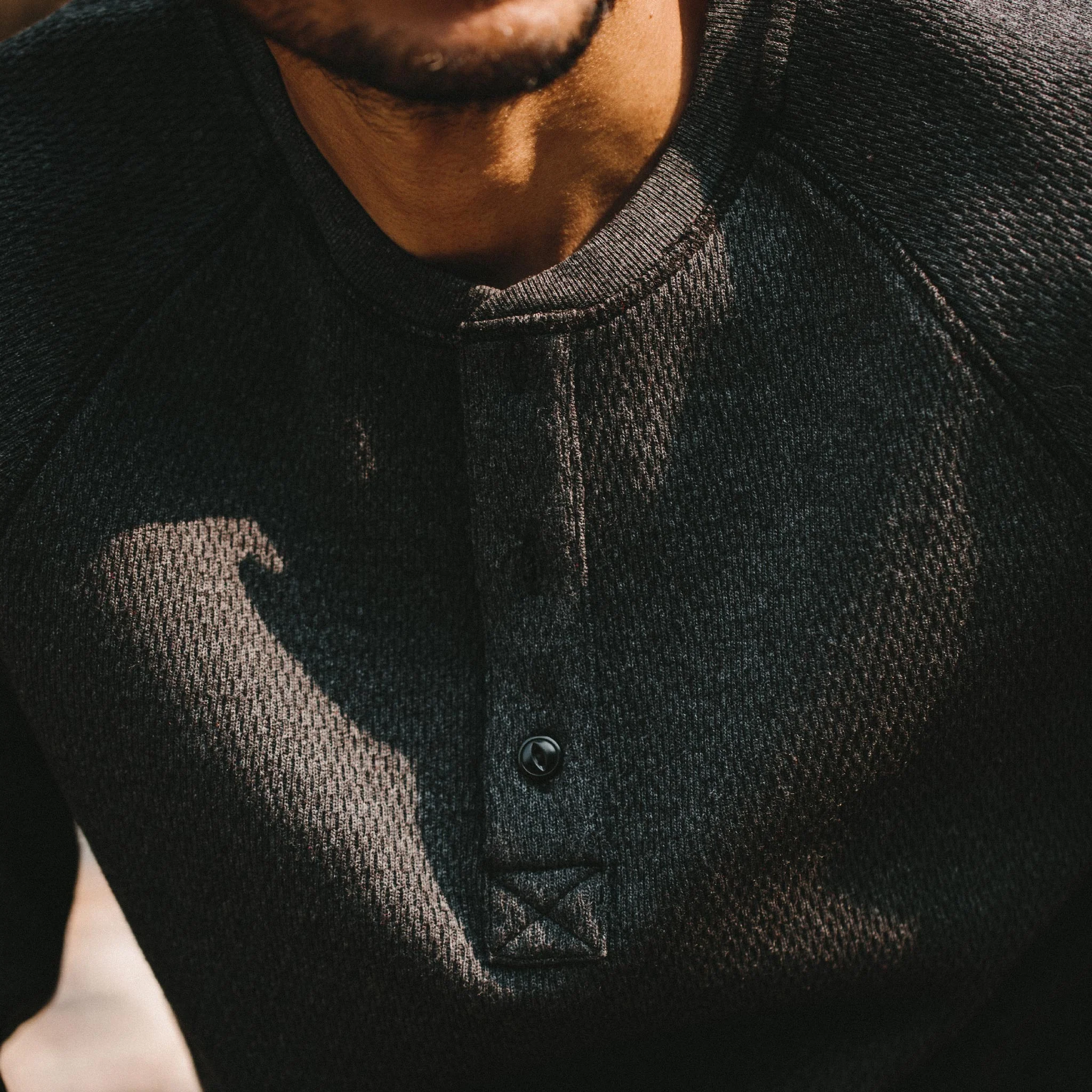 The Heavy Bag Waffle Henley in Coal - Image 3